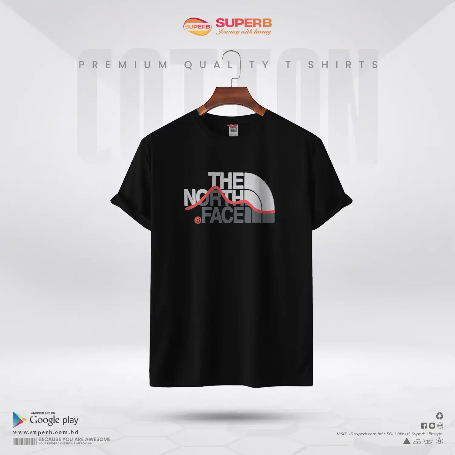 The North Face Men’s Black Graphic T-Shirt – 100% Cotton Casual Tee