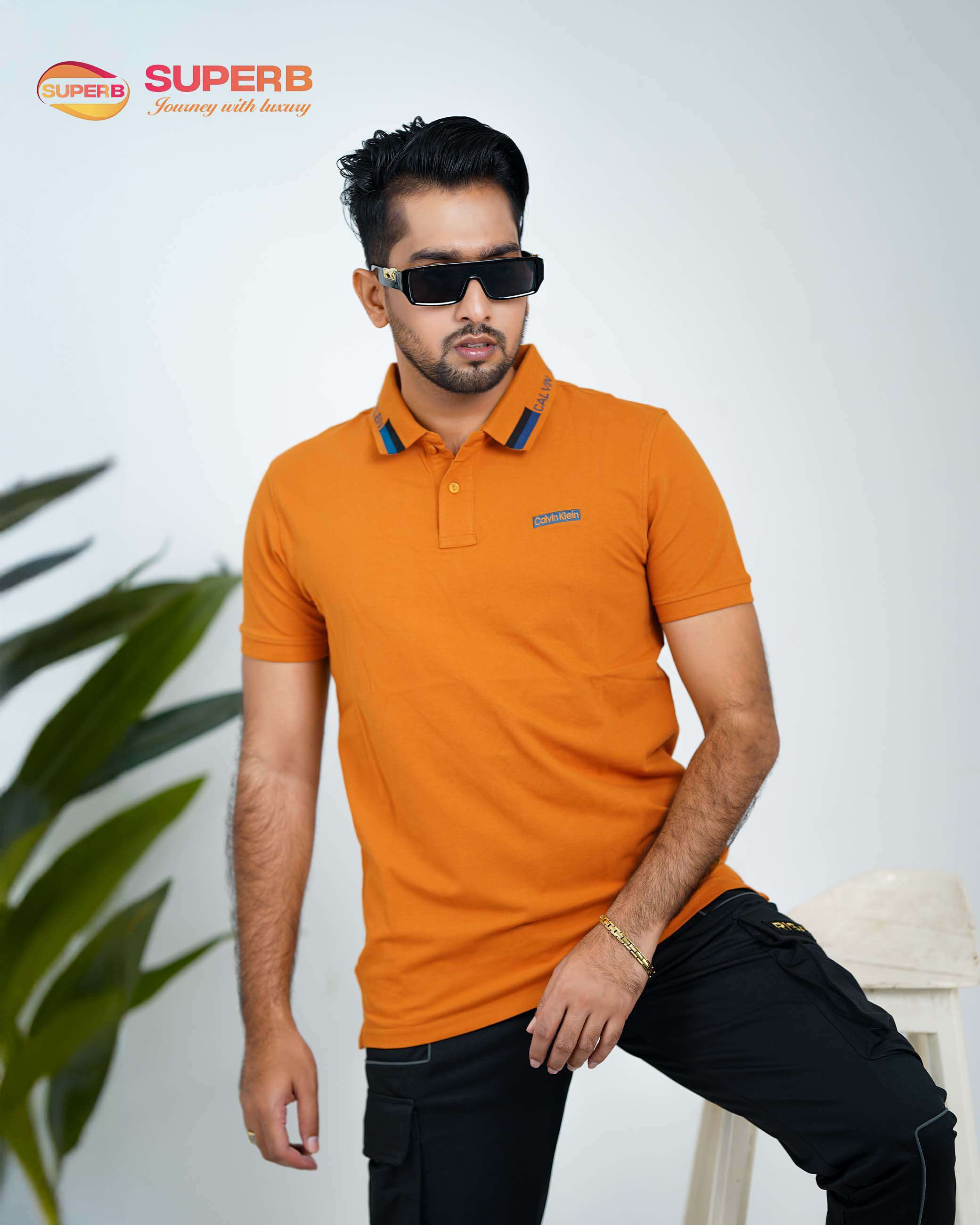 Calvin Klein Premium Stretch Piqué Polo-V2 Superb Lifestyle - Orange
