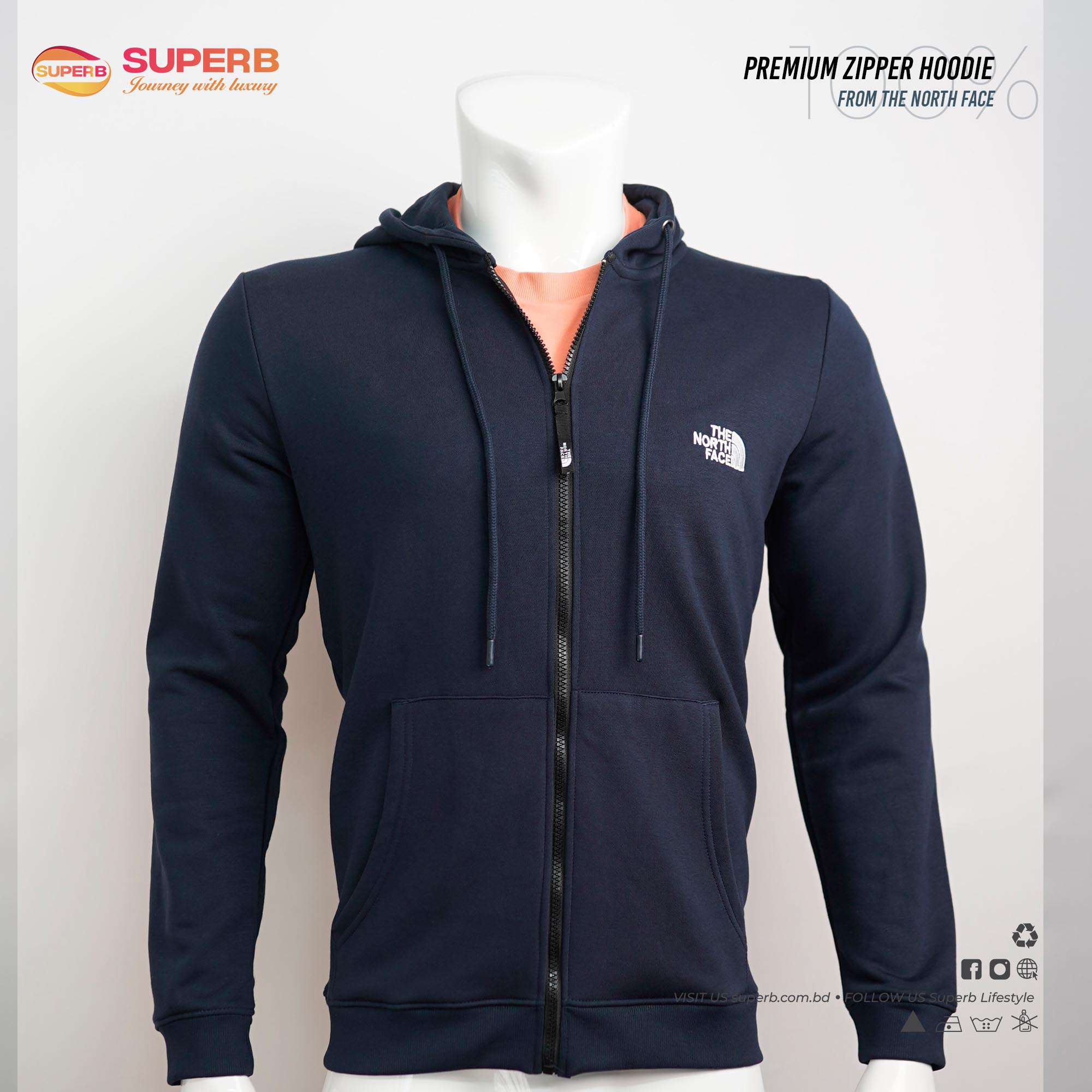 Premium The North Face Zipper Hoodie- Stylish Outerwear | Superb Lifestyle - Dark Navy