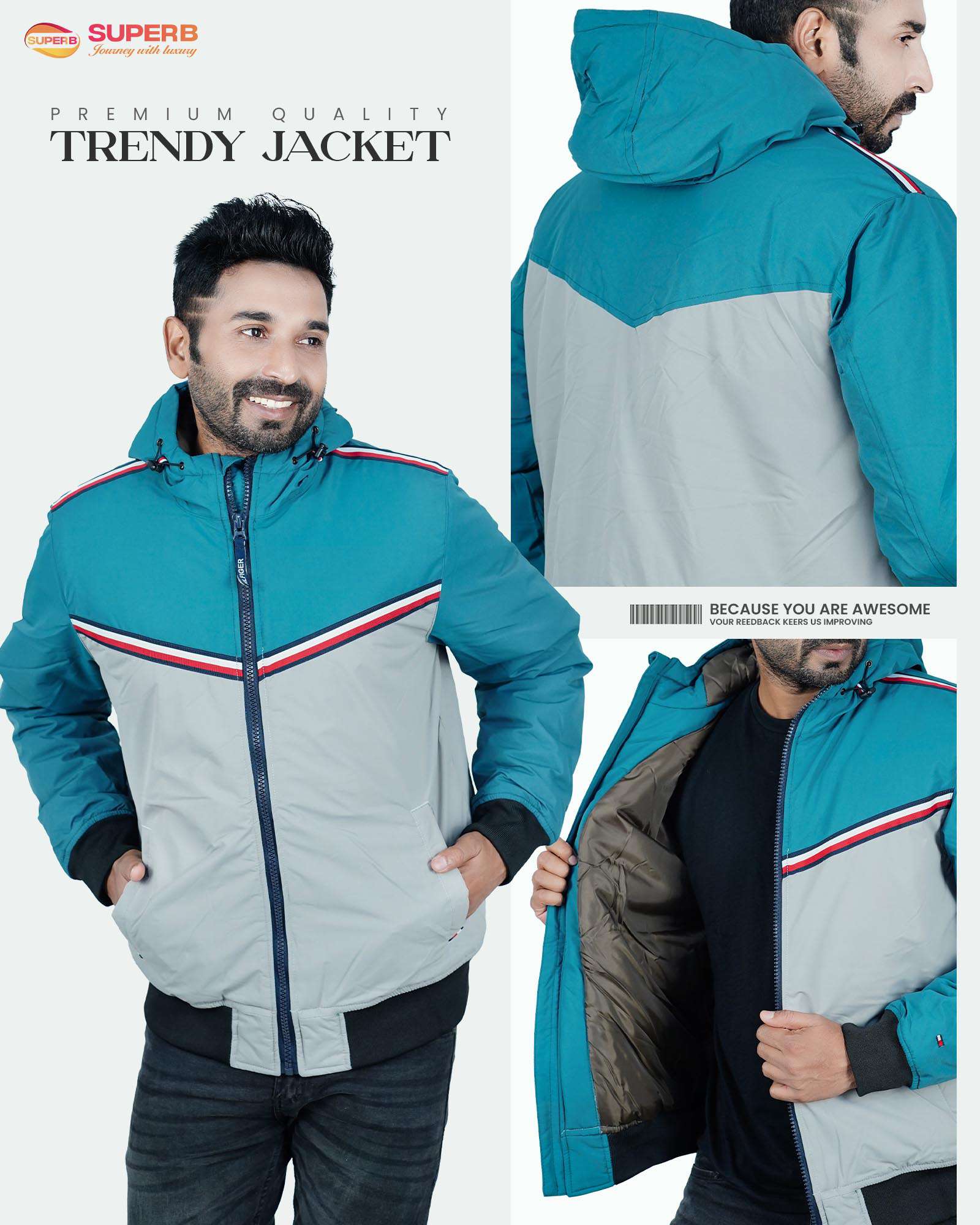 Tommy Jeans Premium Contrast Jacket – Ultimate Style & Comfort - Sea Green-Pest-Contrast