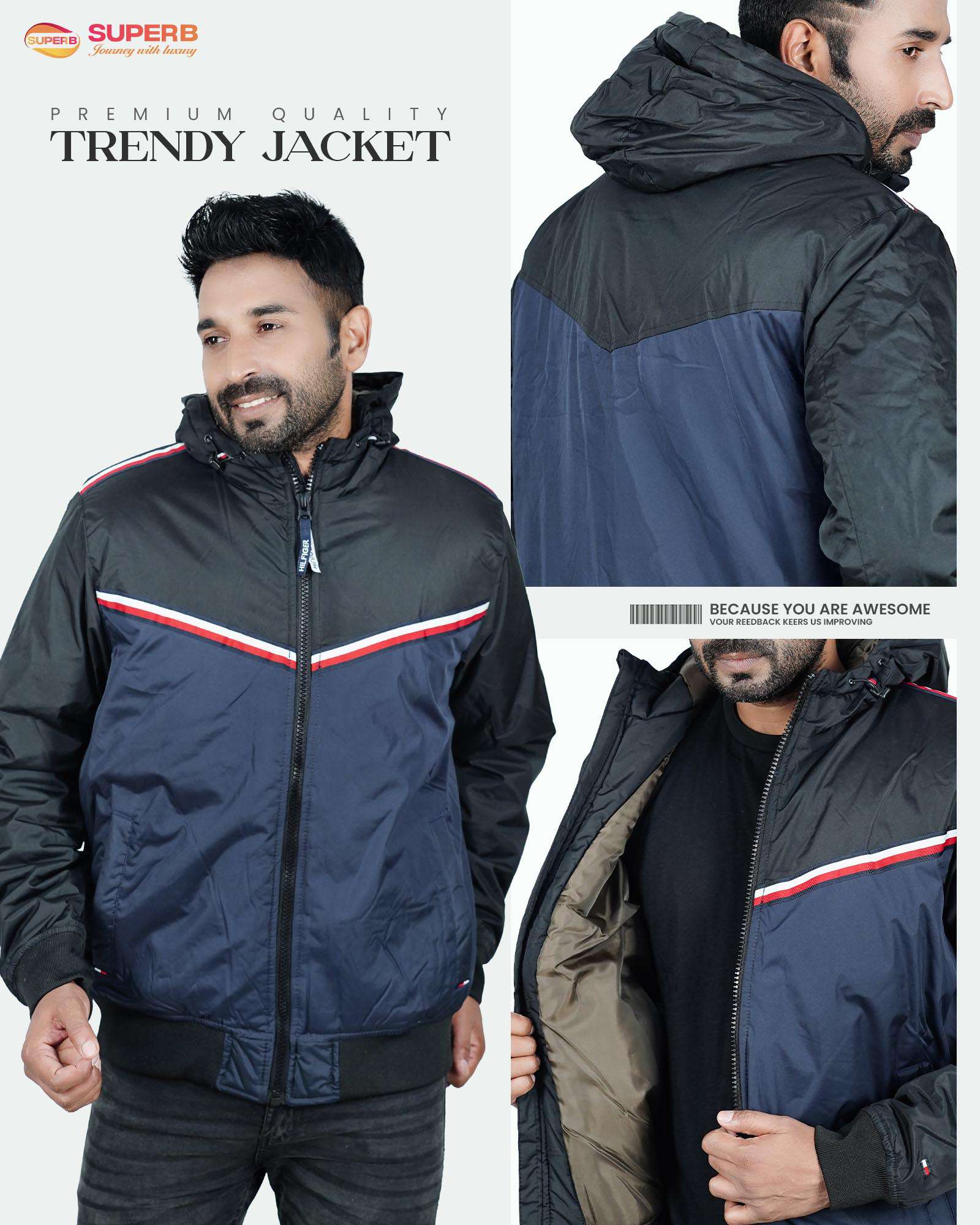 Tommy Jeans Premium Contrast Jacket – Ultimate Style & Comfort - Dark Navy-Black Contrast