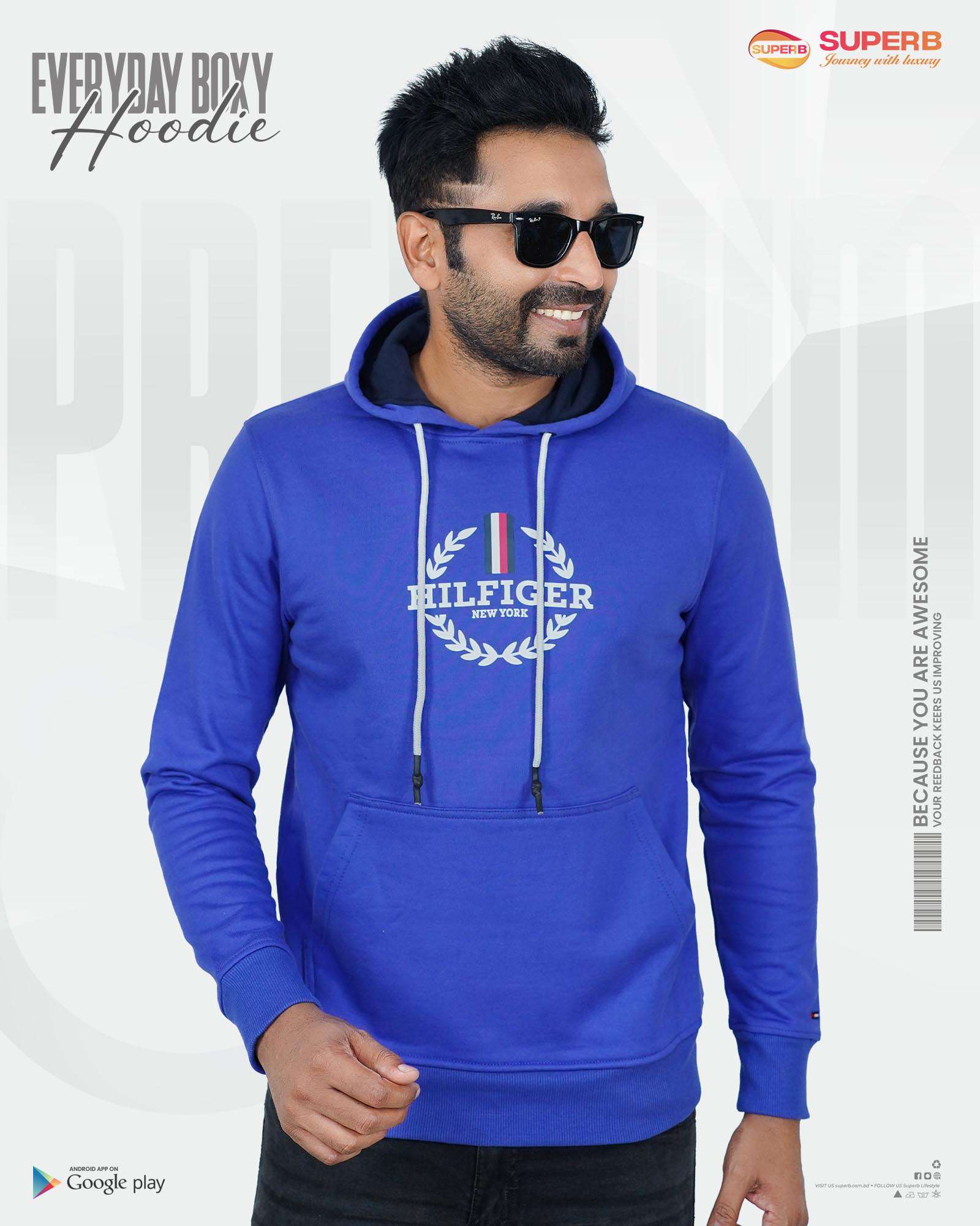 Premium Tommy Hilfiger Hoodie Superb Collection –Stylish Outerwear | Superb Lifestyle - Blue