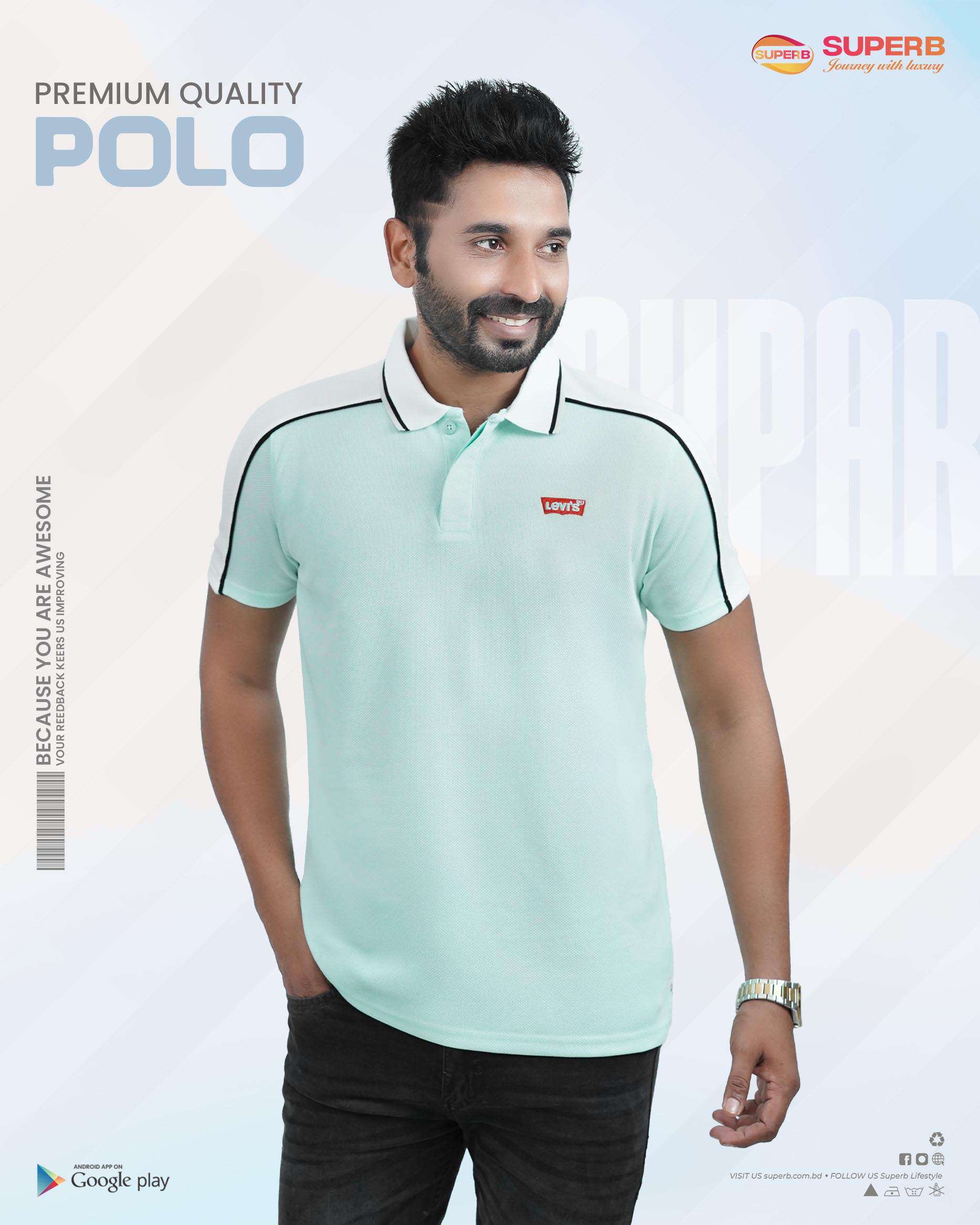 Levi's Premium Contrast Polo T-Shirt- || Superb Lifestyle - Sky light