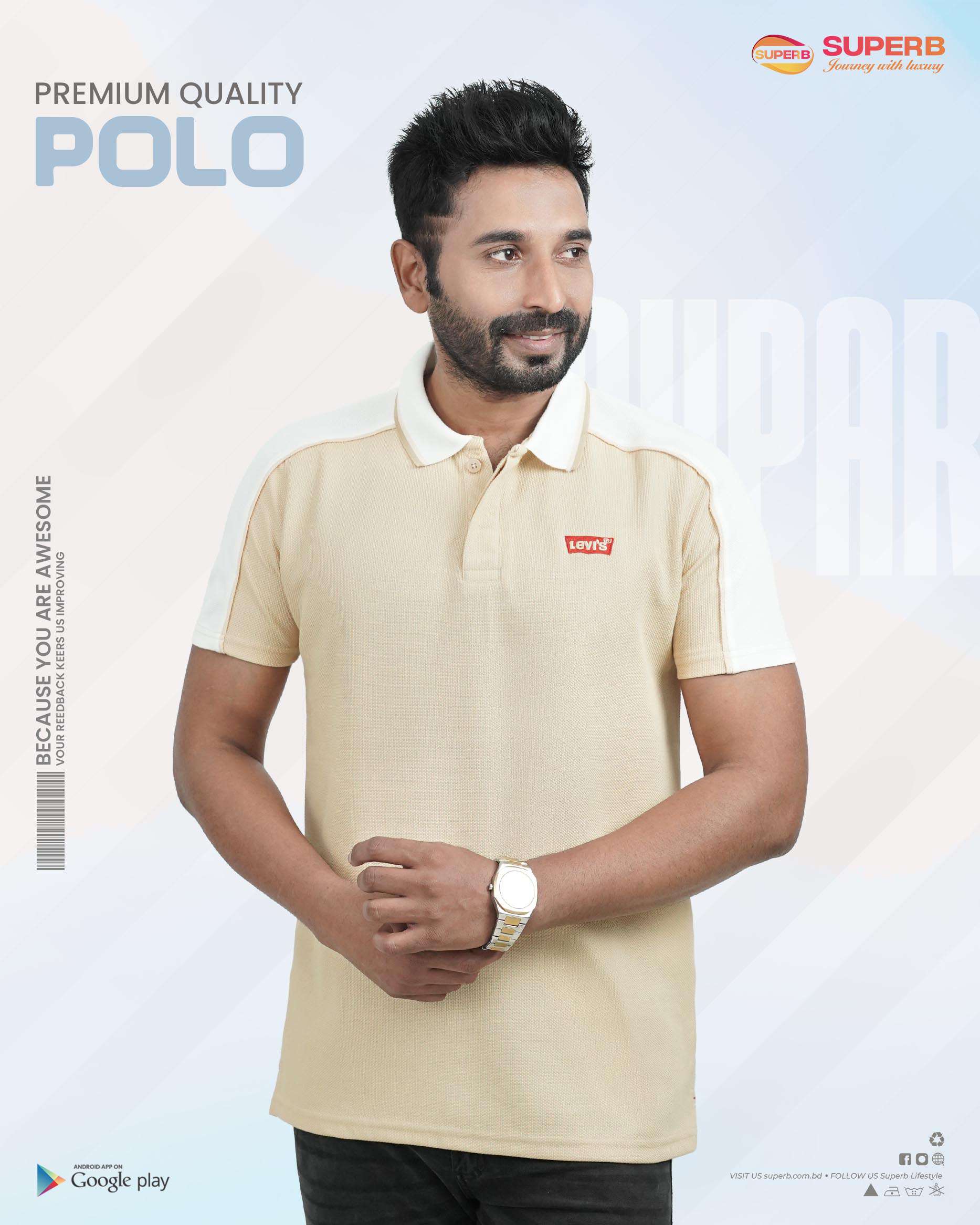 Levi's Premium Contrast Polo T-Shirt- || Superb Lifestyle - Beige