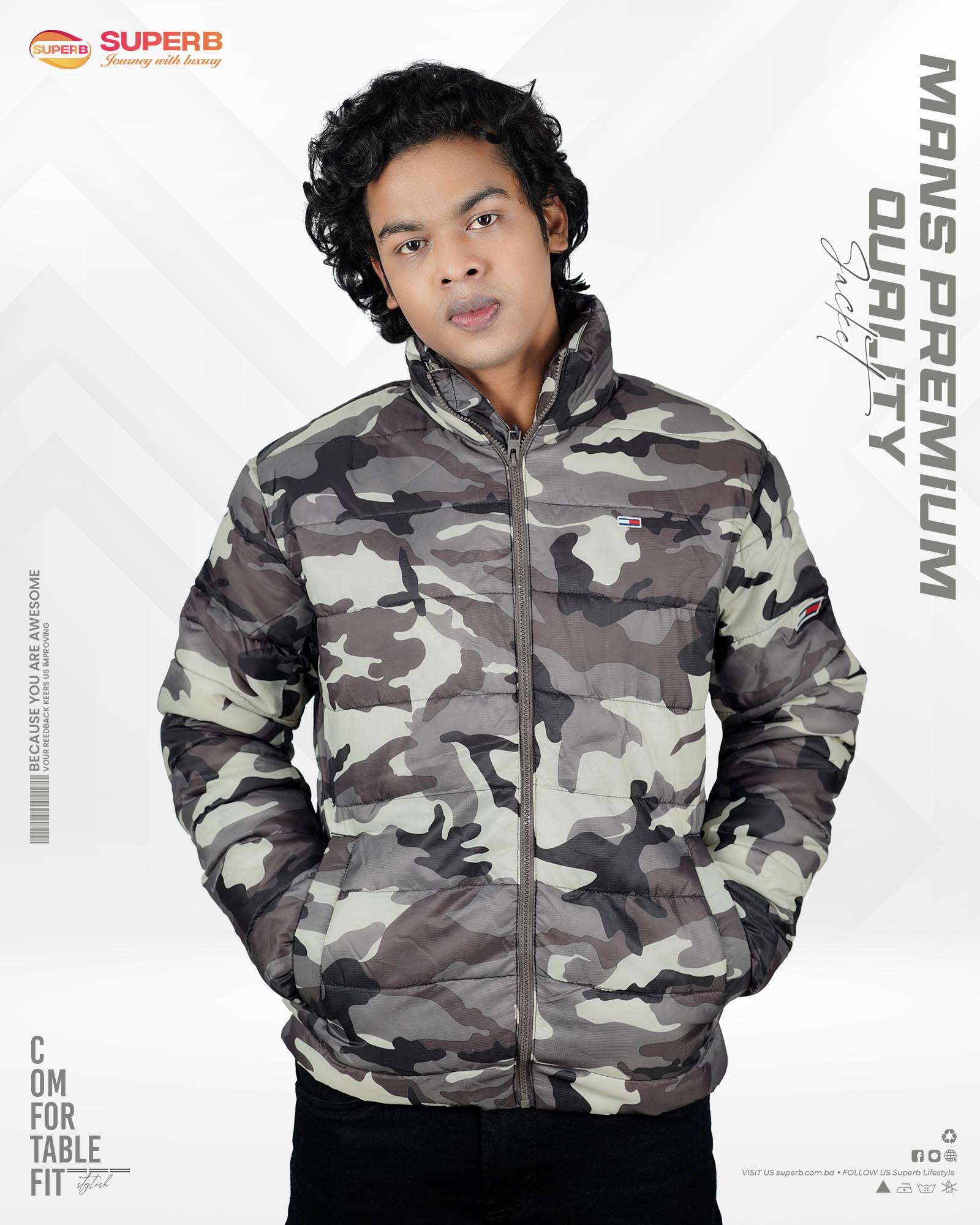 Tommy Jeans Striped Winter Jacket | Superb Lifestyle - Camo Print