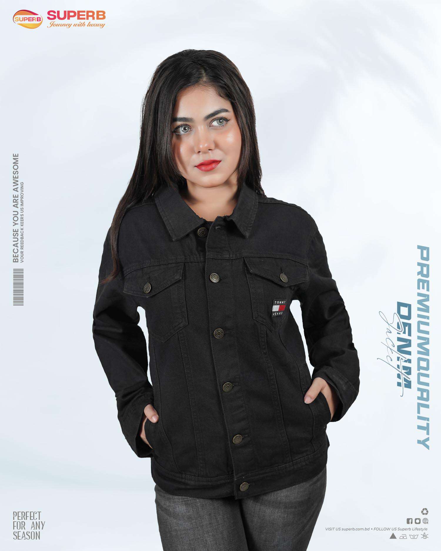 Tommy Jeans Signature Denim Jacket || Superb Lifestyle - Black