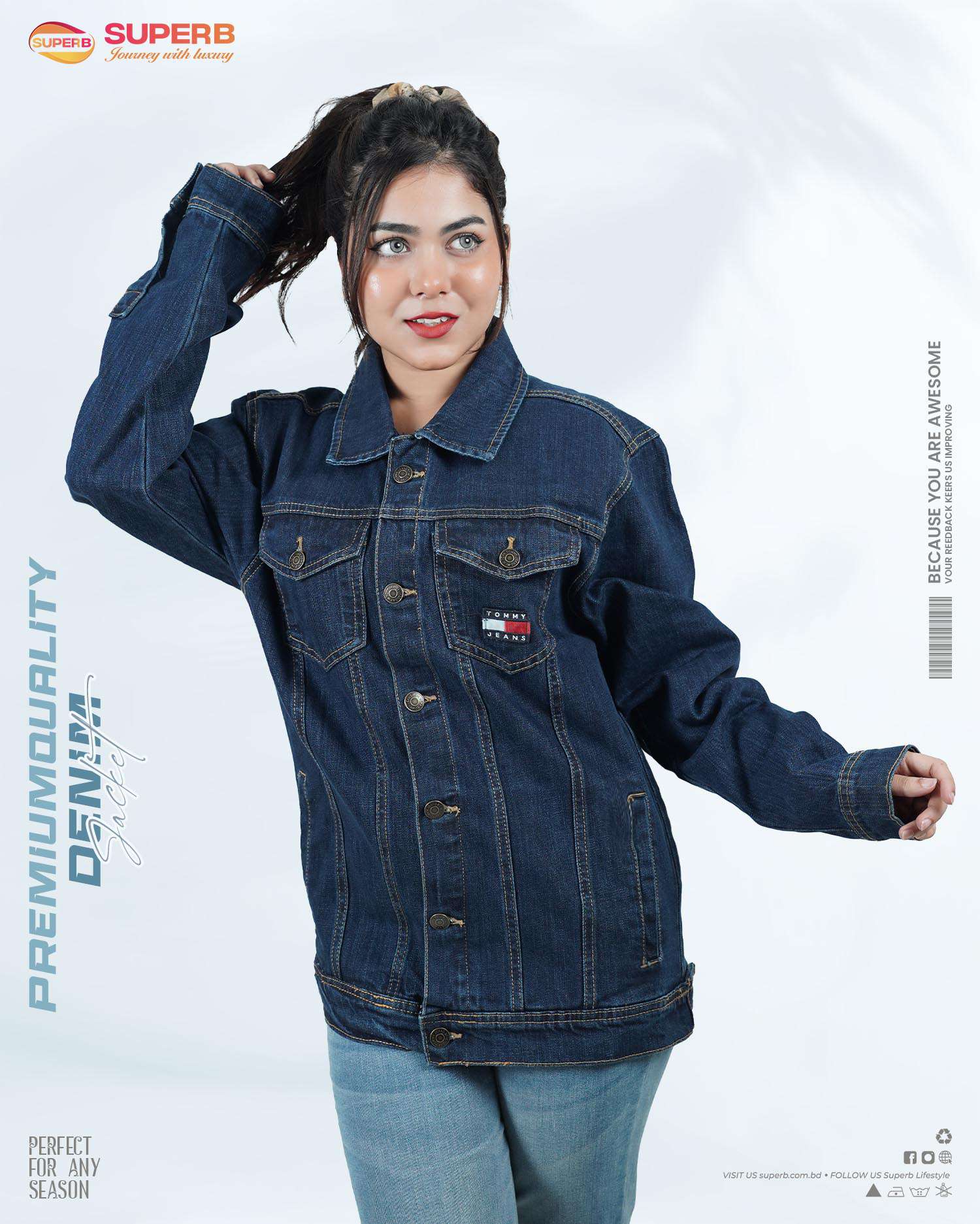 Tommy Jeans Signature Denim Jacket || Superb Lifestyle - Oxford Blue