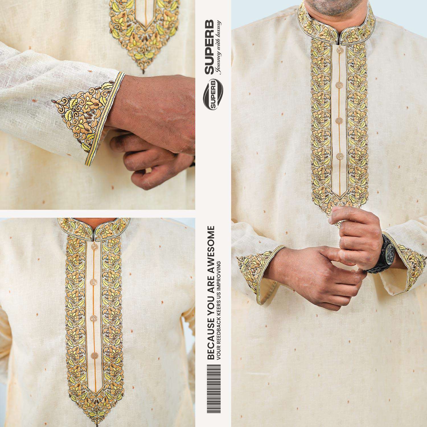 Indian Brasso Cotton Panjabi –V1 | Premium Panjabi for Men | Eid & Wedding Collection | Superb - 