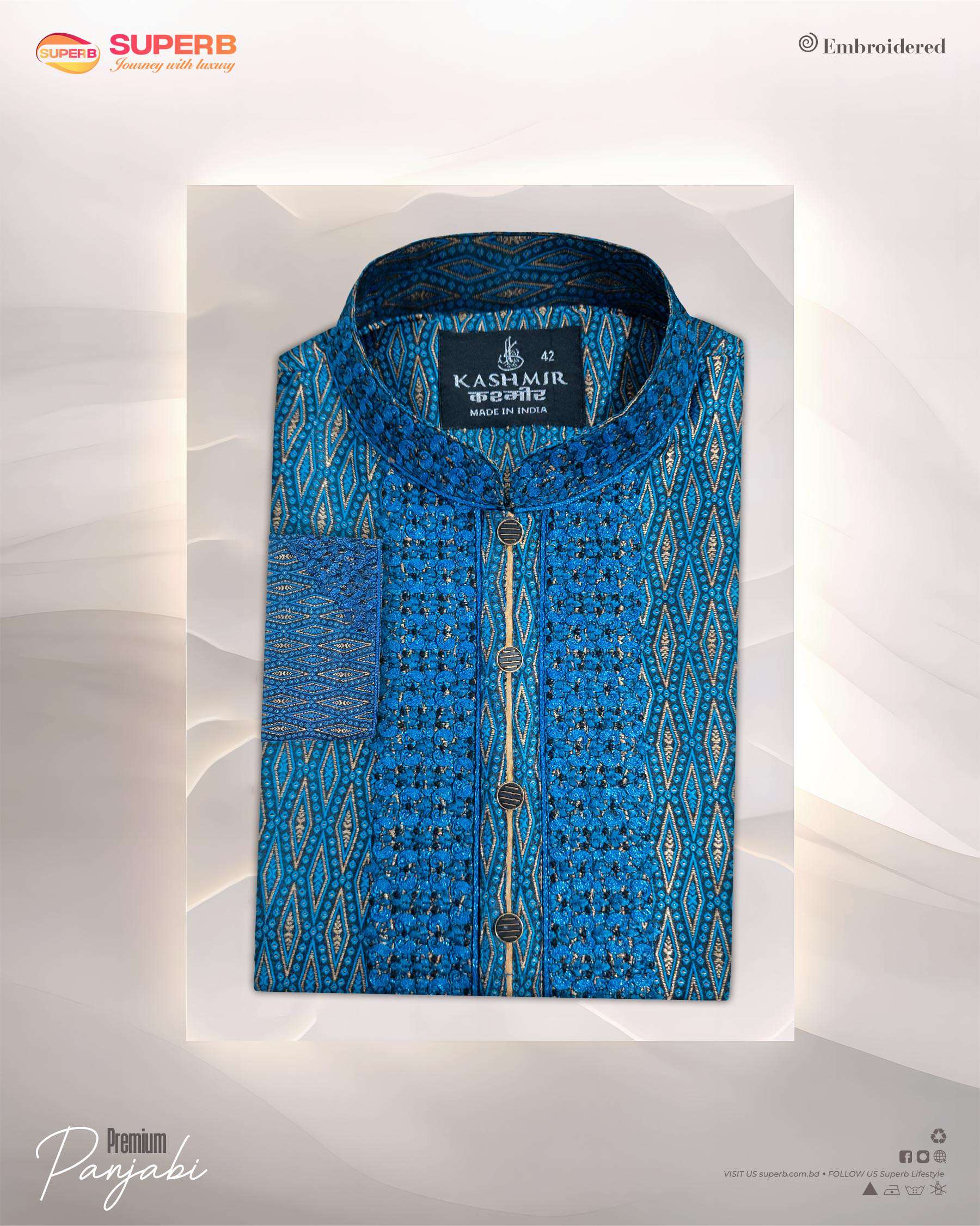 Premium Indian Katan Panjabi | Eid & Wedding Collection | Superb - Light Blue