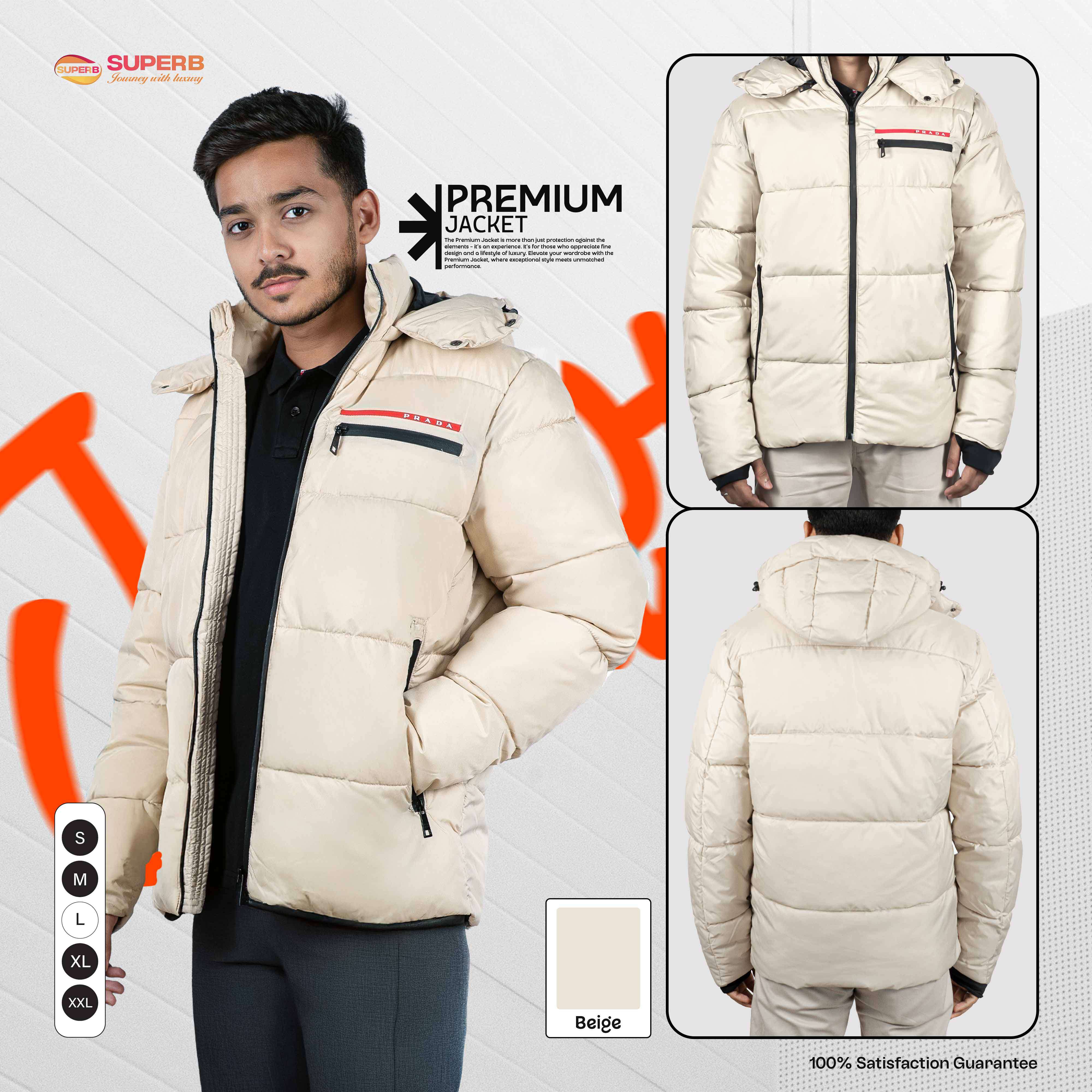 Prada Premium Insulated Puffer Jacket | Designed for Extreme Winter Comfort - Beige