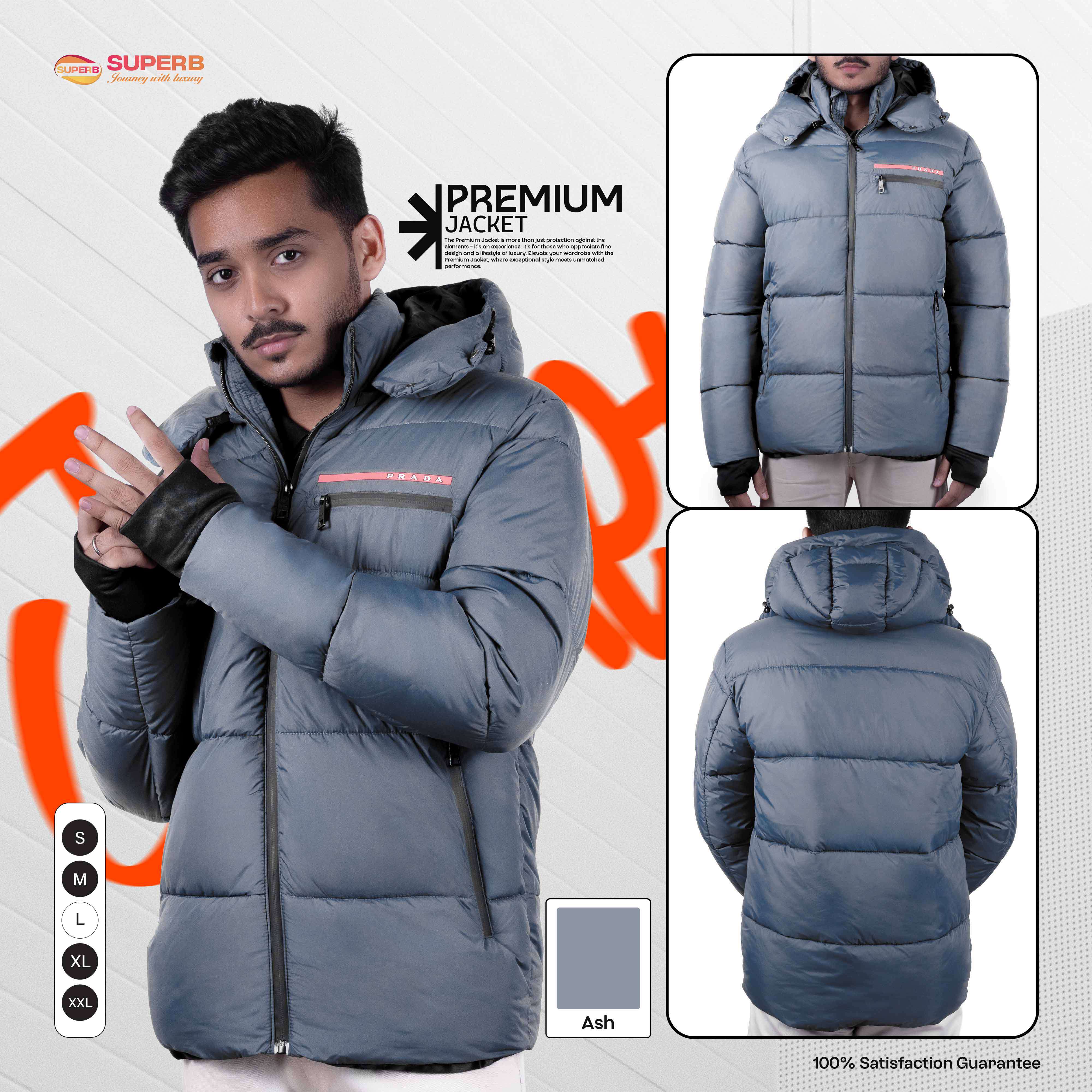 Prada Premium Insulated Puffer Jacket | Designed for Extreme Winter Comfort - Ash