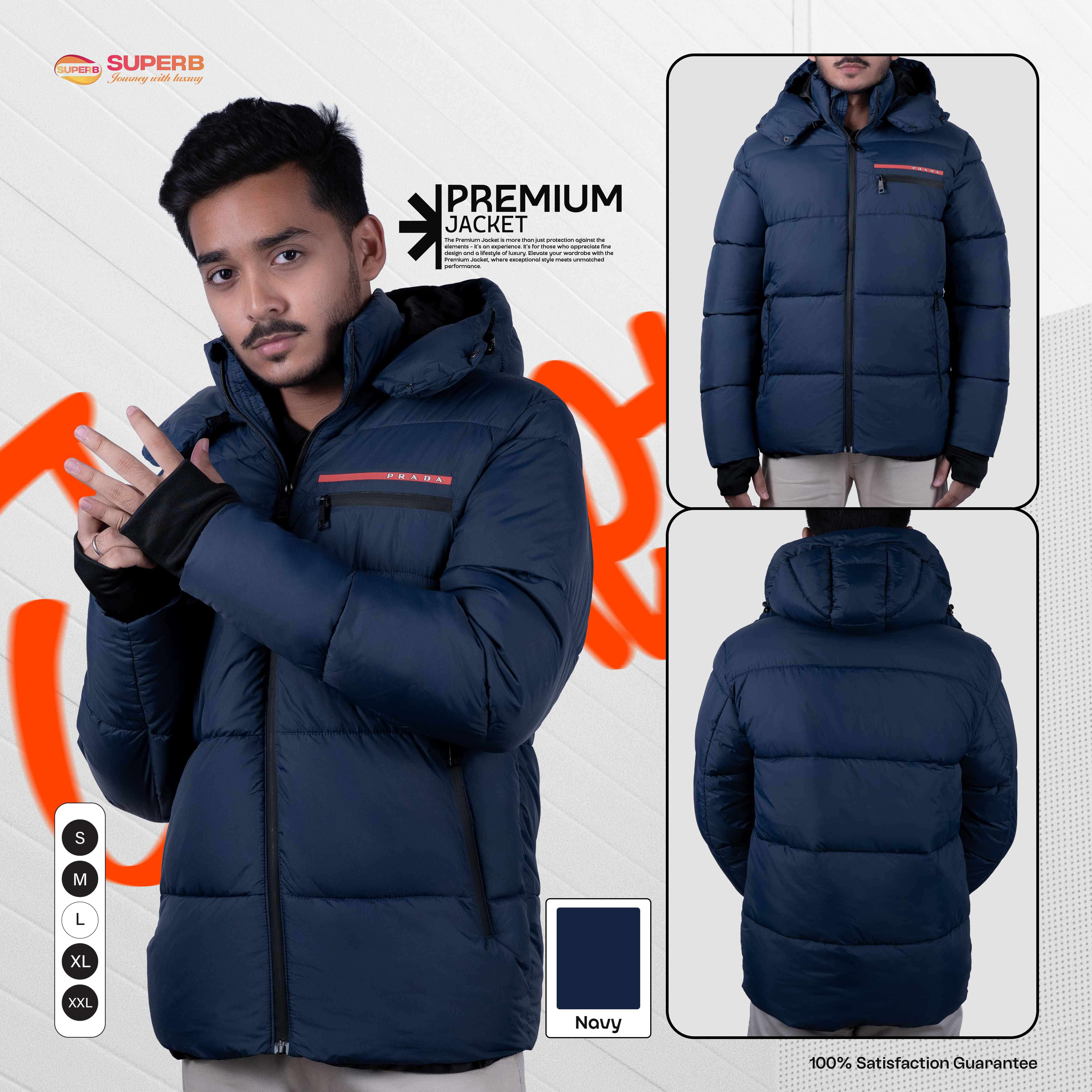 Prada Premium Insulated Puffer Jacket | Designed for Extreme Winter Comfort - Navy Blue