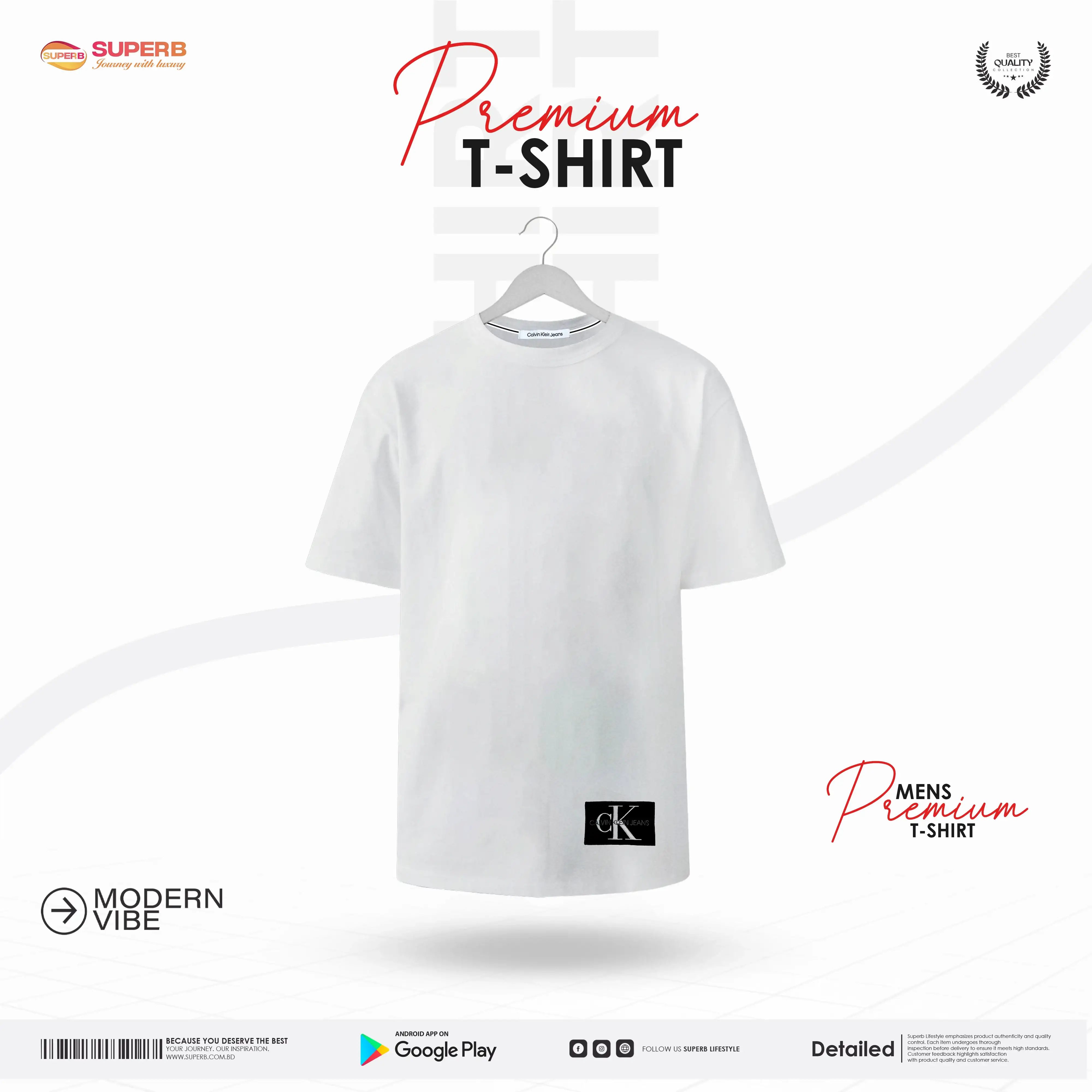 Calvin Klein Cotton T-Shirt – CK Logo Tee | Superb - White