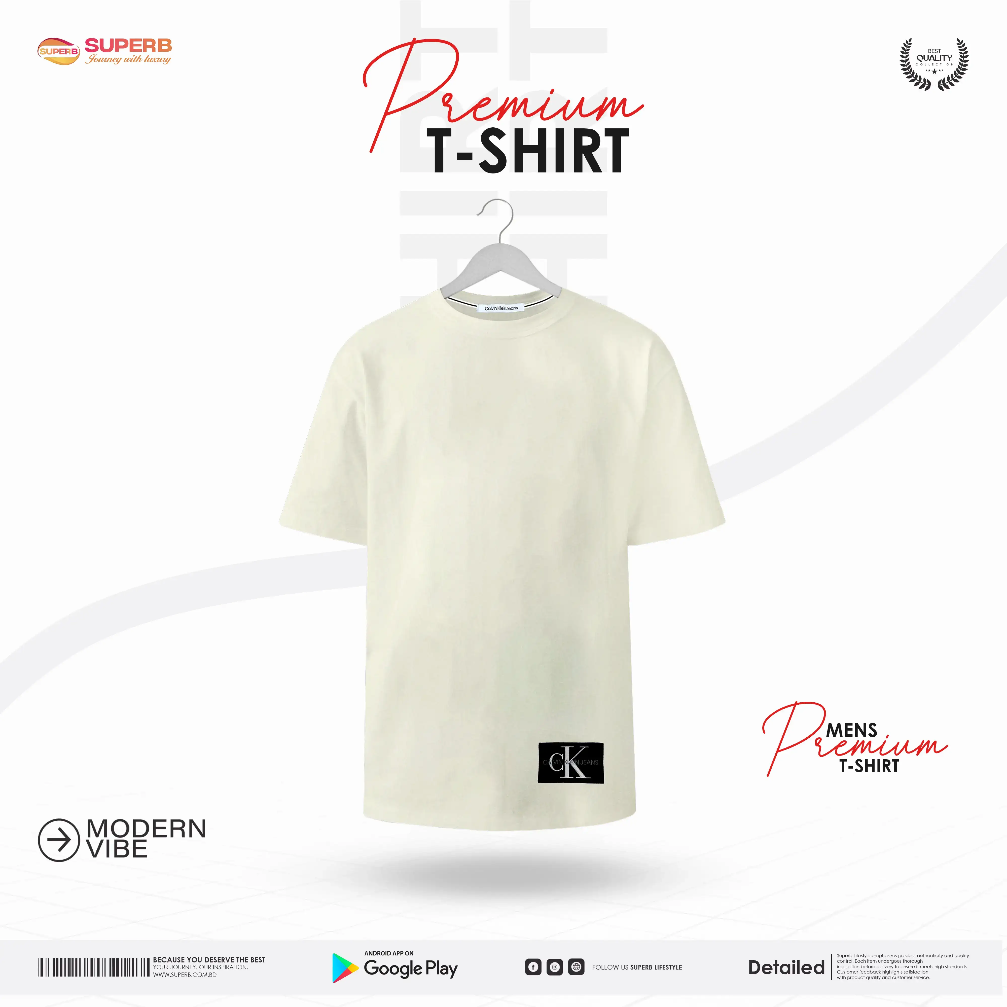 Calvin Klein Cotton T-Shirt – CK Logo Tee | Superb - Off-white