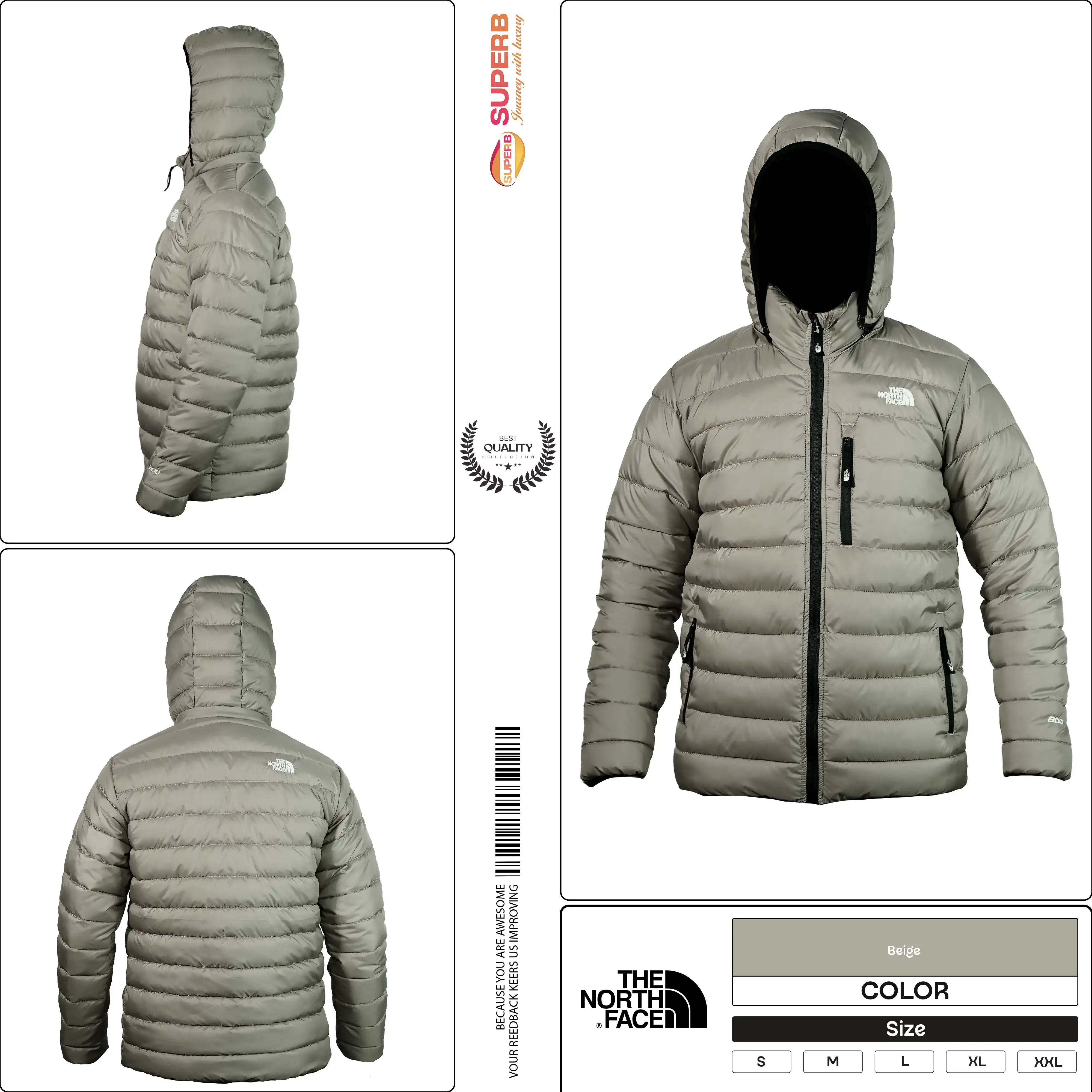 The North Face 800 Series Down Jacket – Unisex Ultra-Warm Winter Wear || Superb - Beige