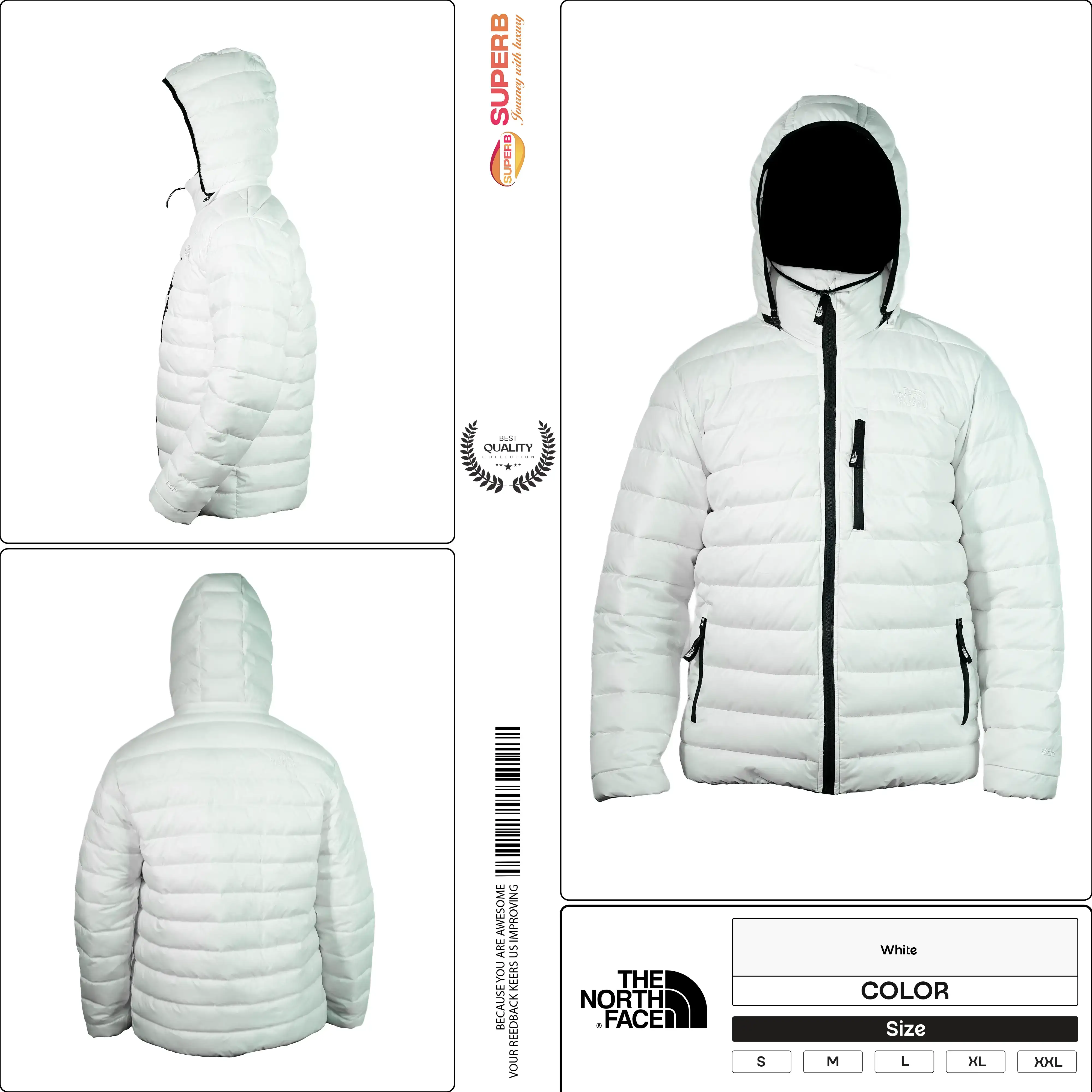 The North Face 800 Series Down Jacket – Unisex Ultra-Warm Winter Wear || Superb - White
