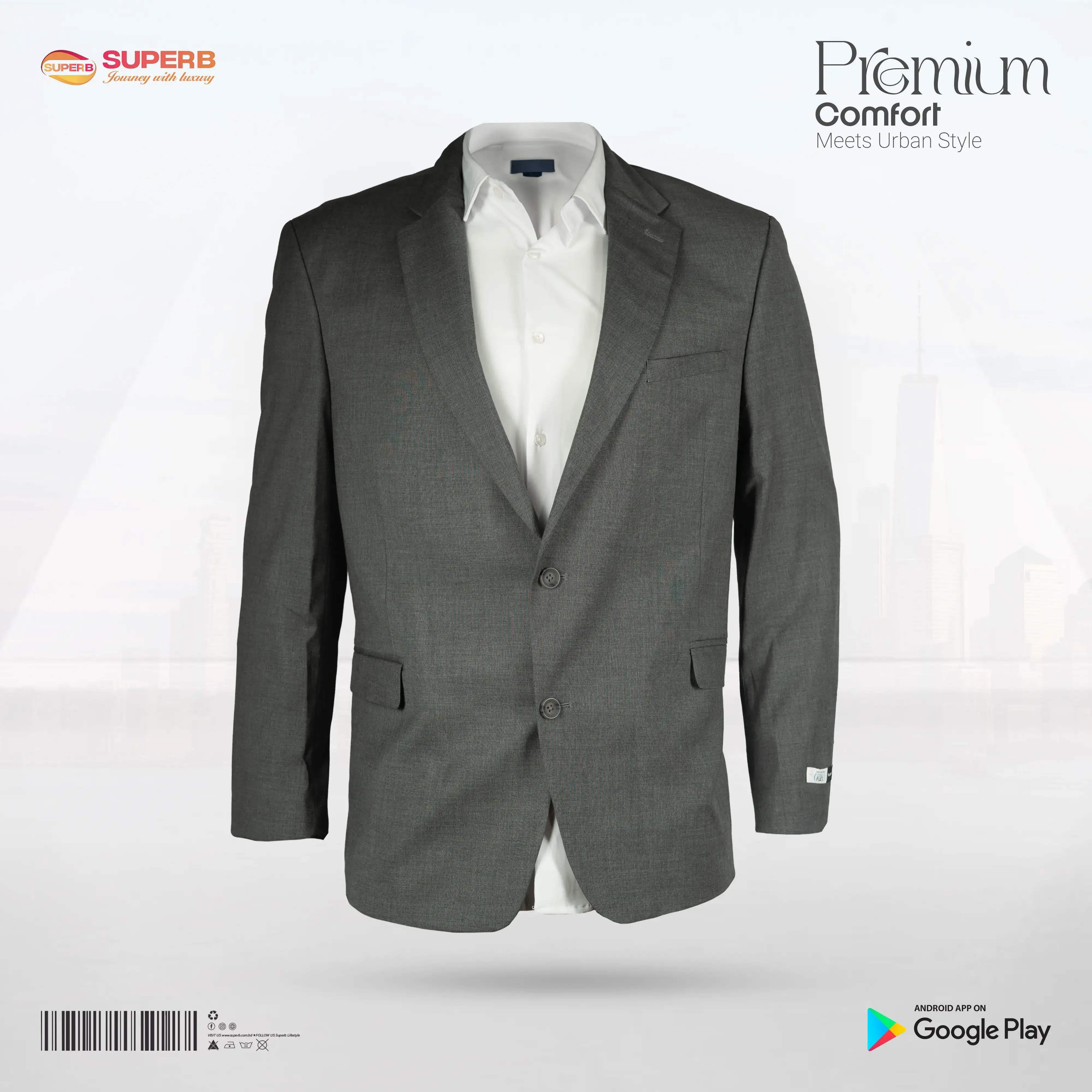 Van Heusen Cool Flex Men’s Steel Gray Blazer | Slim Fit, Breathable & Flexible || Superb - Steel  Gray