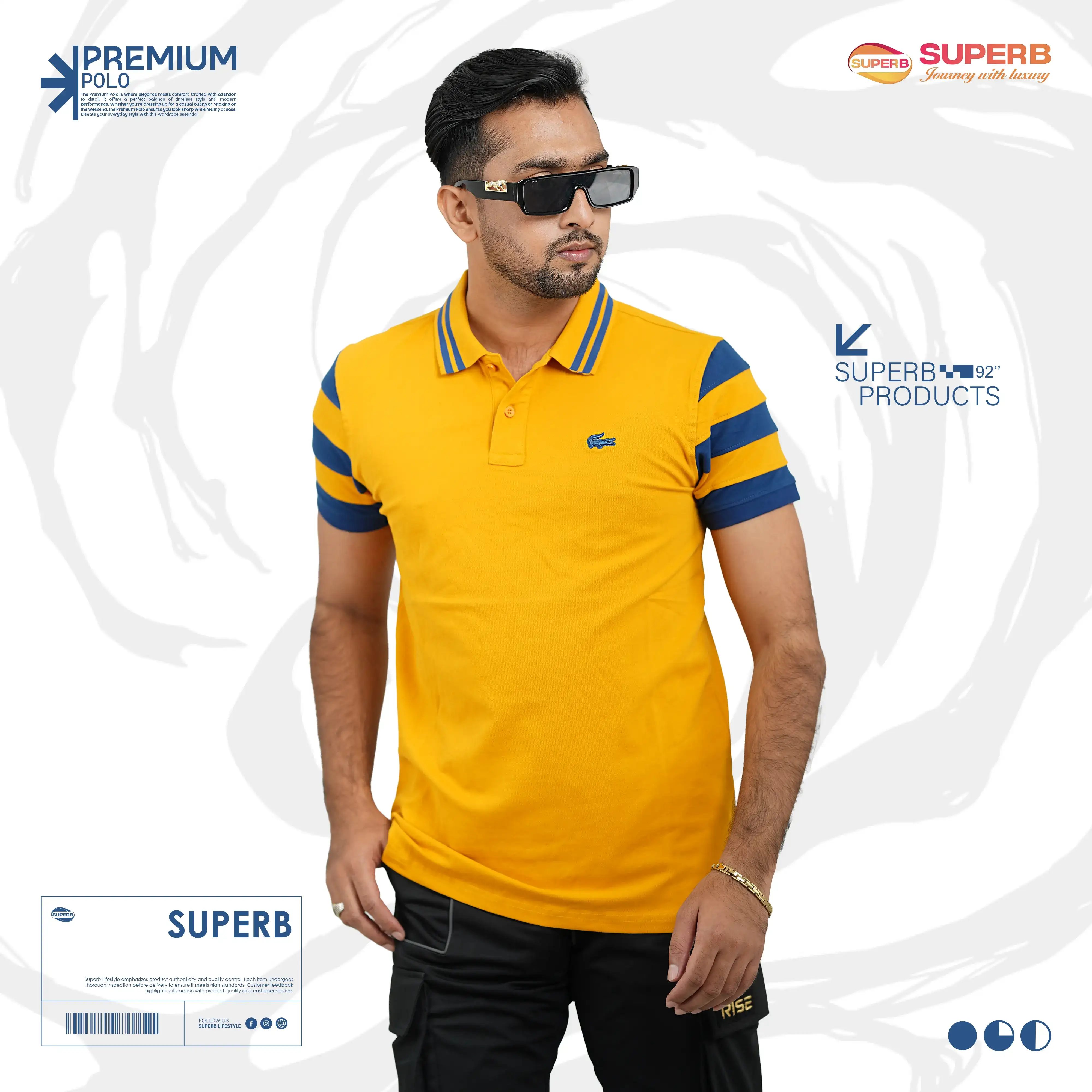 Lacoste Polo T-shirt – Classic Piqué Knit with Signature Crocodile Logo-V1 || Superb - Yellow