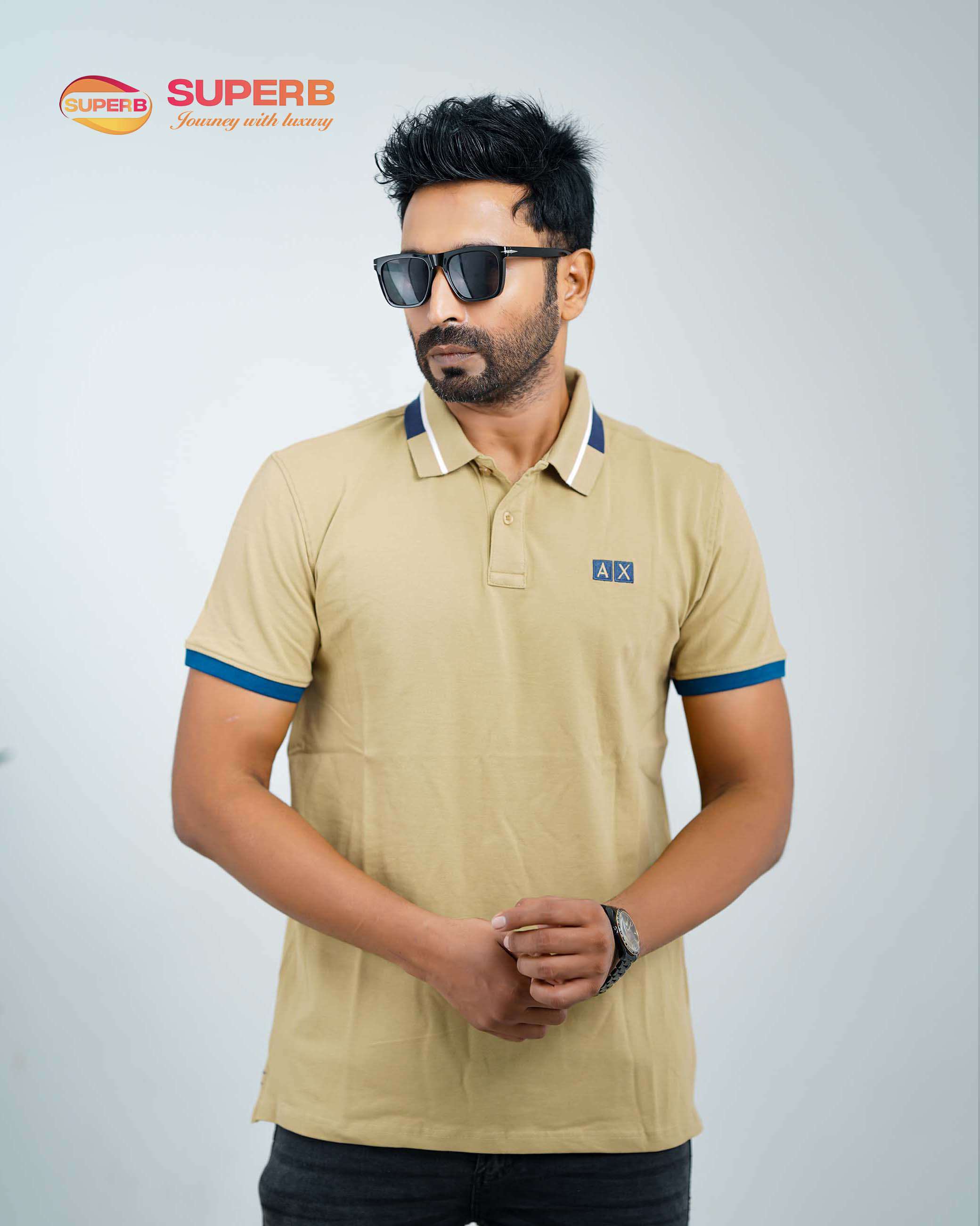 Armani Exchange Polo T-Shirt – Organic Stretch Cotton Slim Fit | Sustainable Piqué Collection - Brown