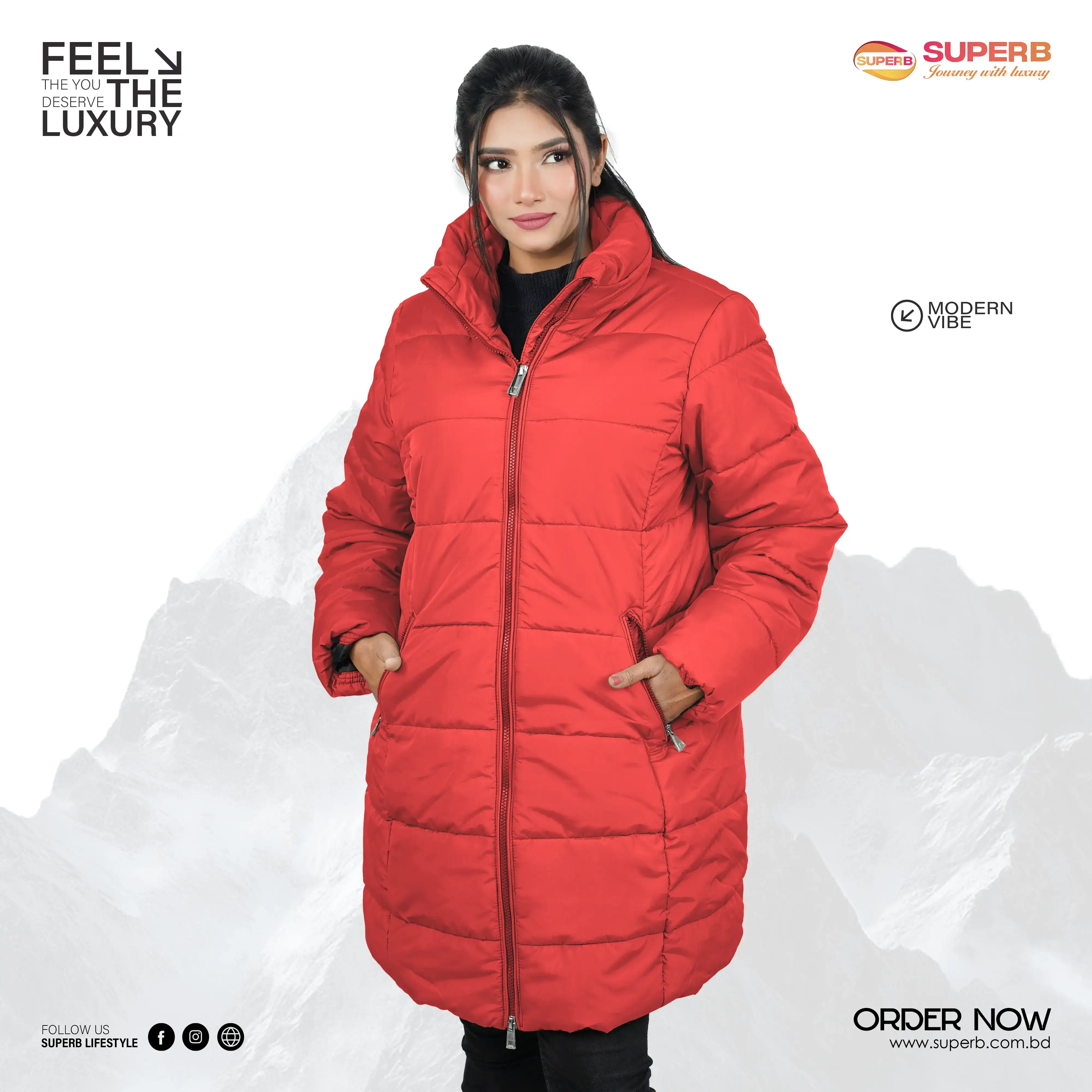 M & S (Marks & Spencer) - Ladies' Long Jacket || Superb Lifestyle - Orange