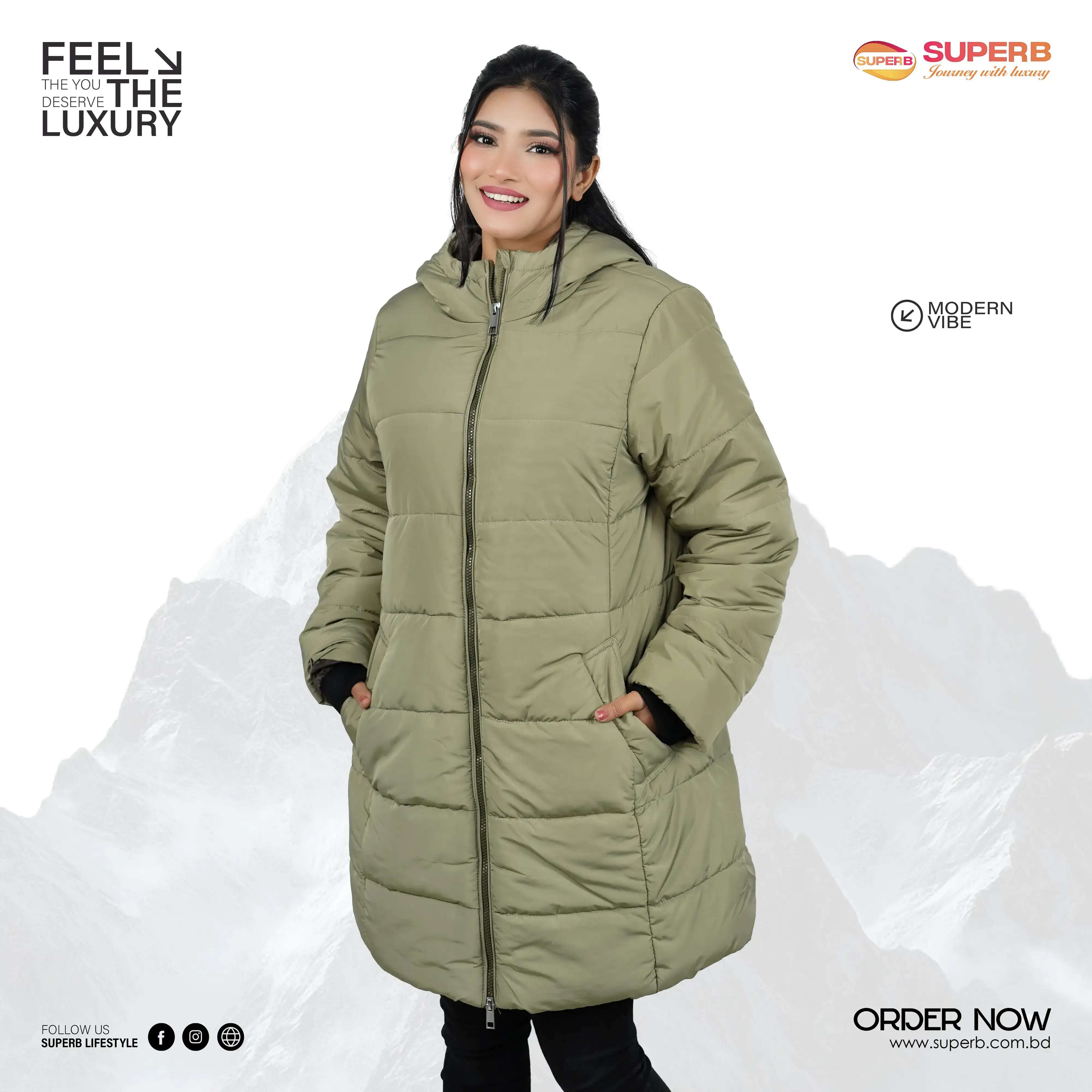 M & S (Marks & Spencer) - Ladies' Long Jacket || Superb Lifestyle - Olive