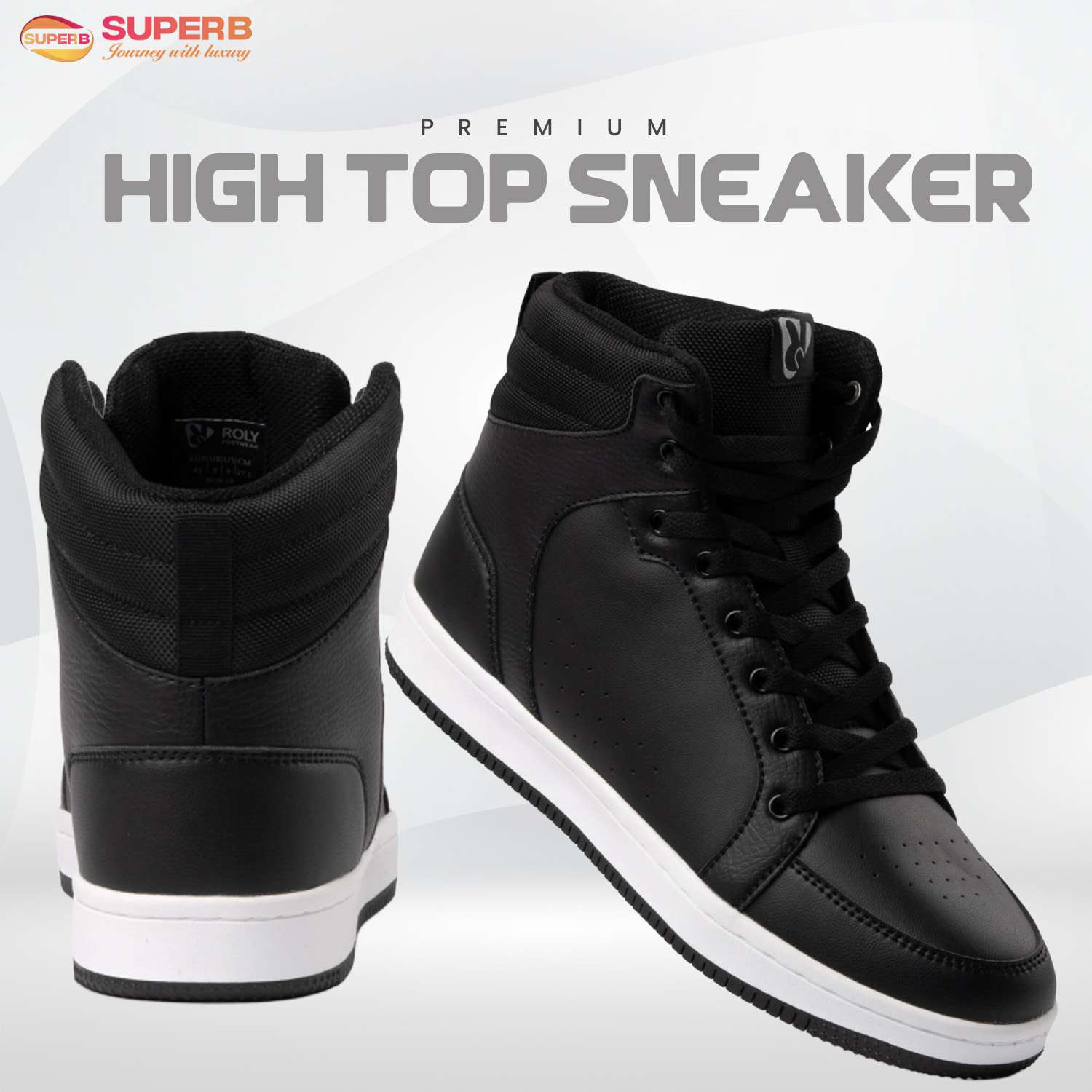 Roly Space High-Top Sneaker – Premium Casual Footwear | Superb Lifestyle - Black