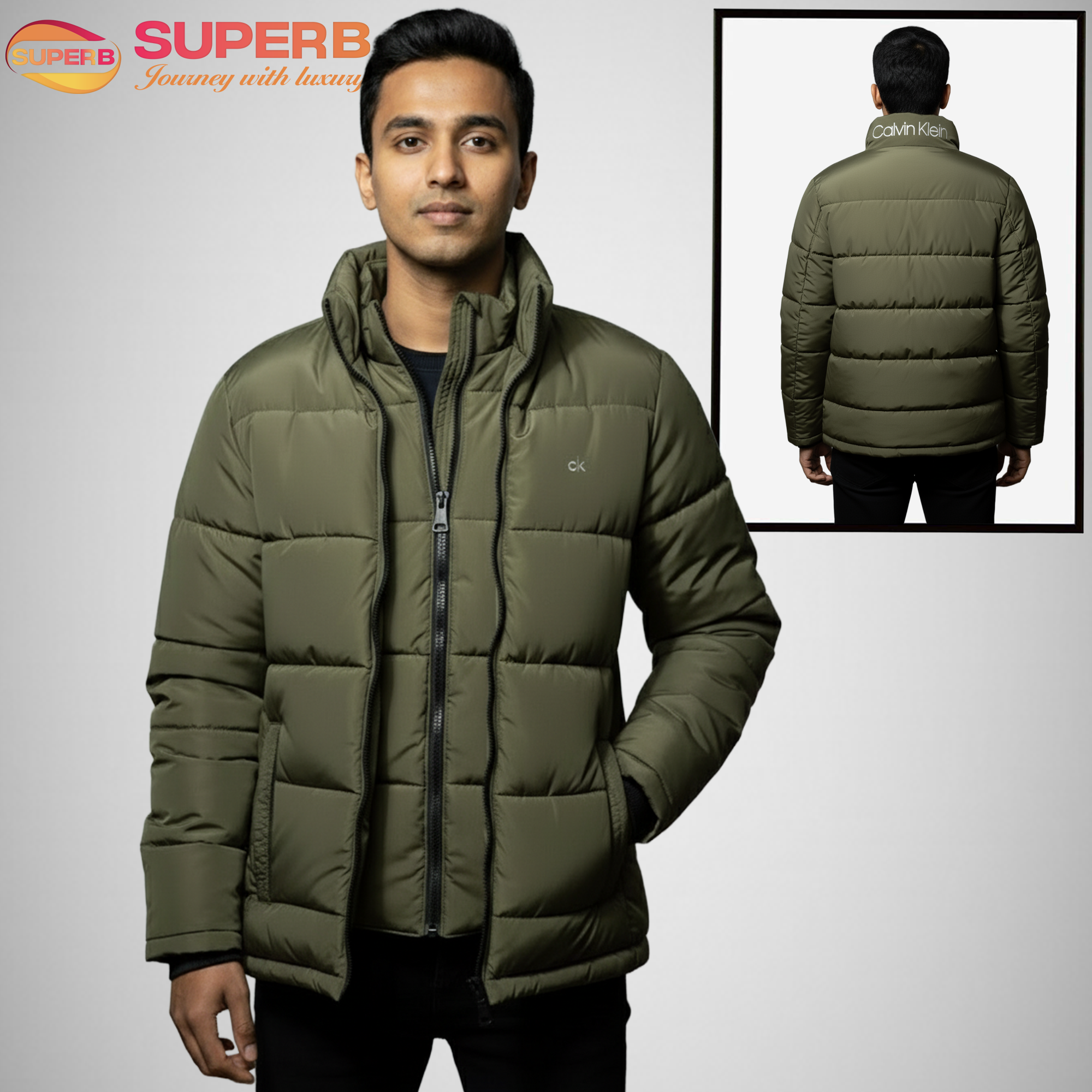 CK Premium High Neck Padding Jacket - Water Resistant | Superb - Olive