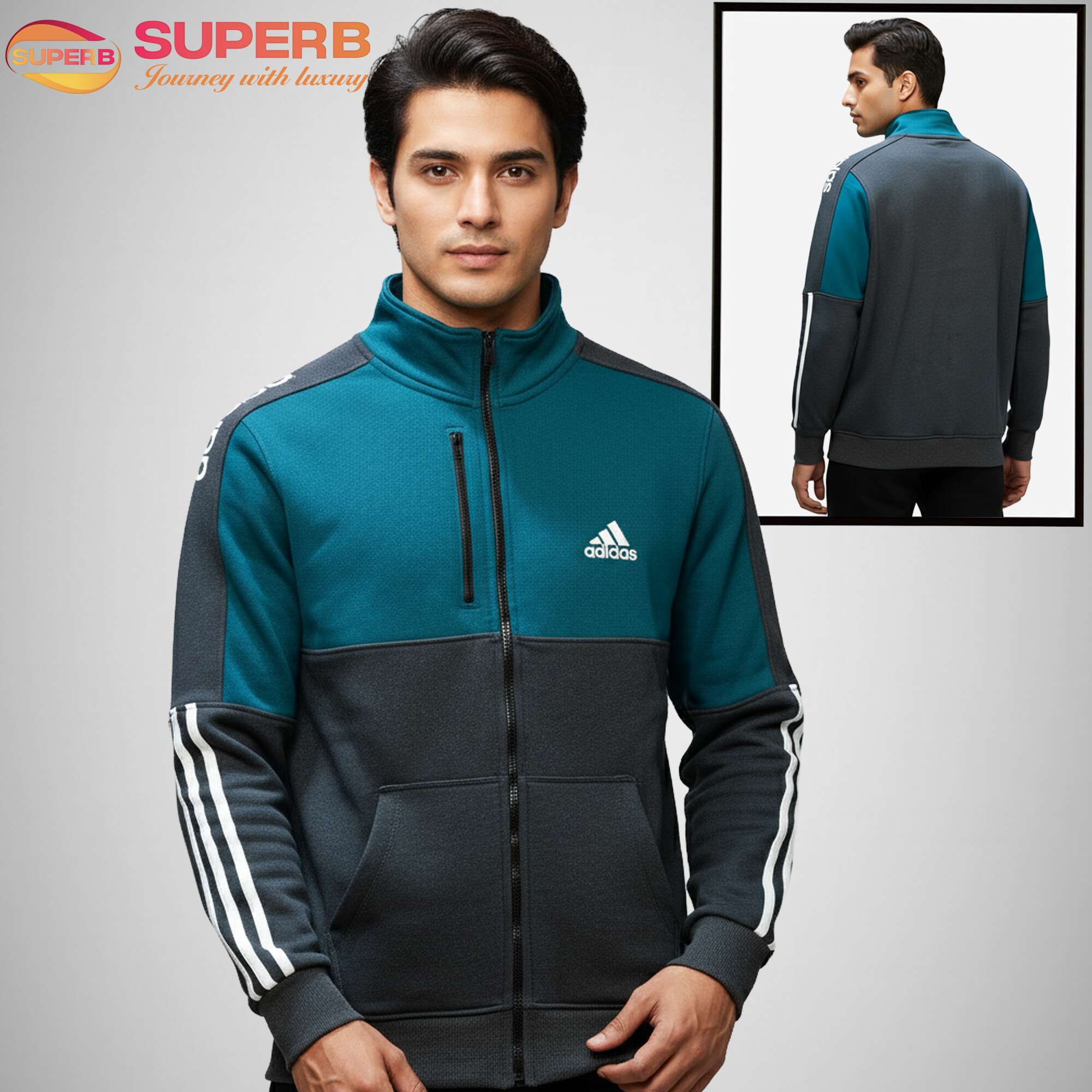 Adidas High Neck Sweatshirt for Men – 350+ GSM Brushed Inner | Superb