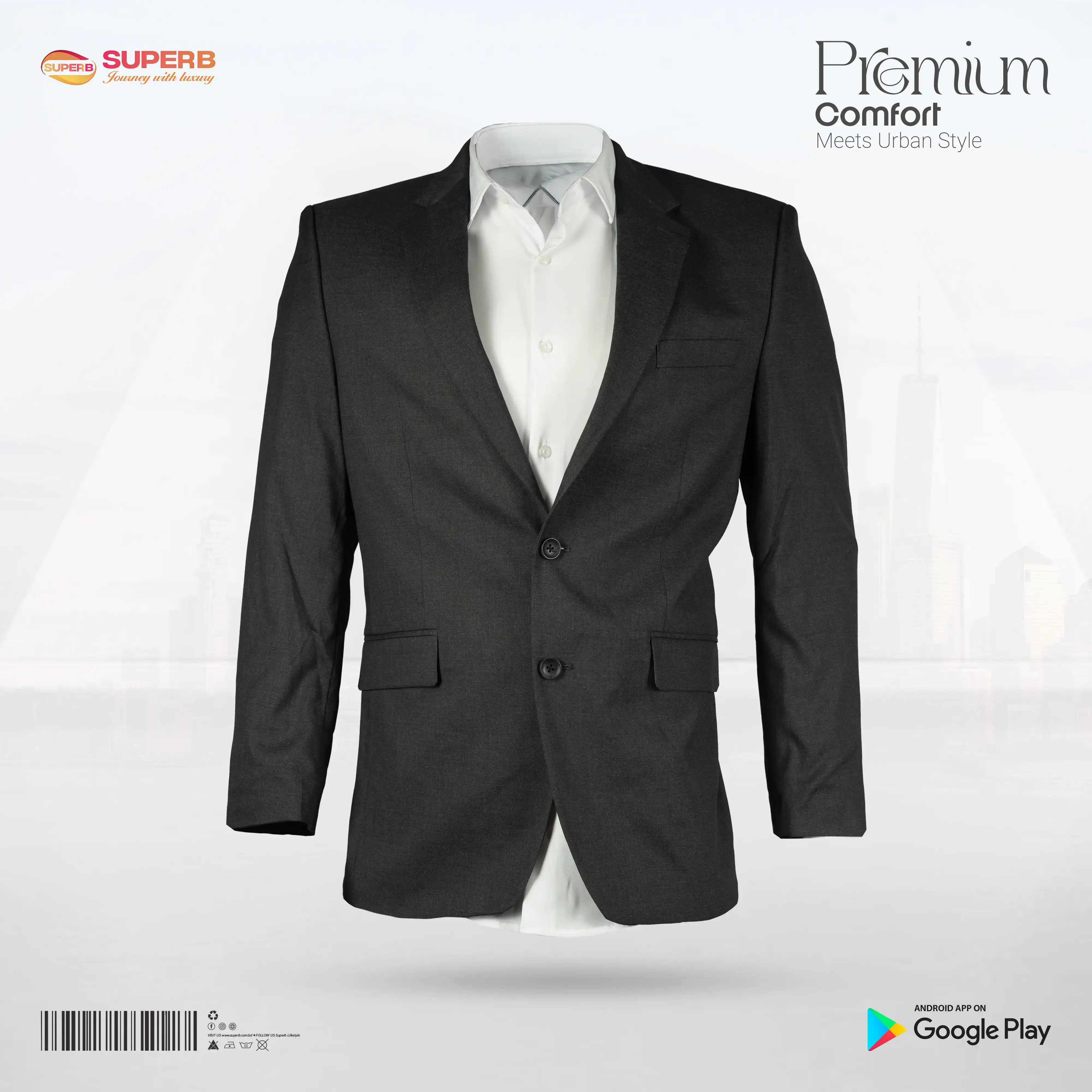 J.M. Haggar Slim Fit Black Ash- Stretch Blazer | Men’s Modern Tailored Style || Superb