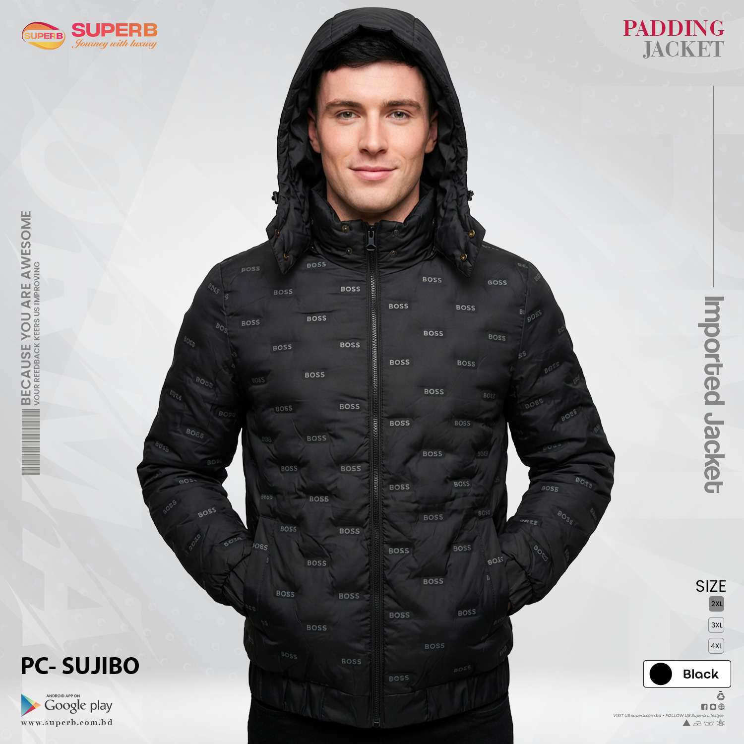 BOSS Original Imported Padded Jacket | Premium Winter Jacket