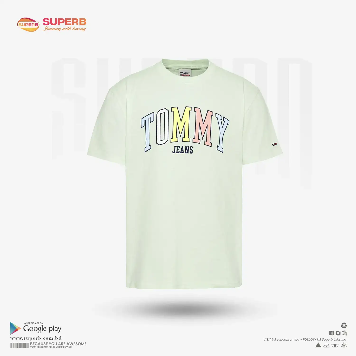 Tommy Jeans Men's Crew Neck Logo T-Shirt - 100% Cotton || Superb