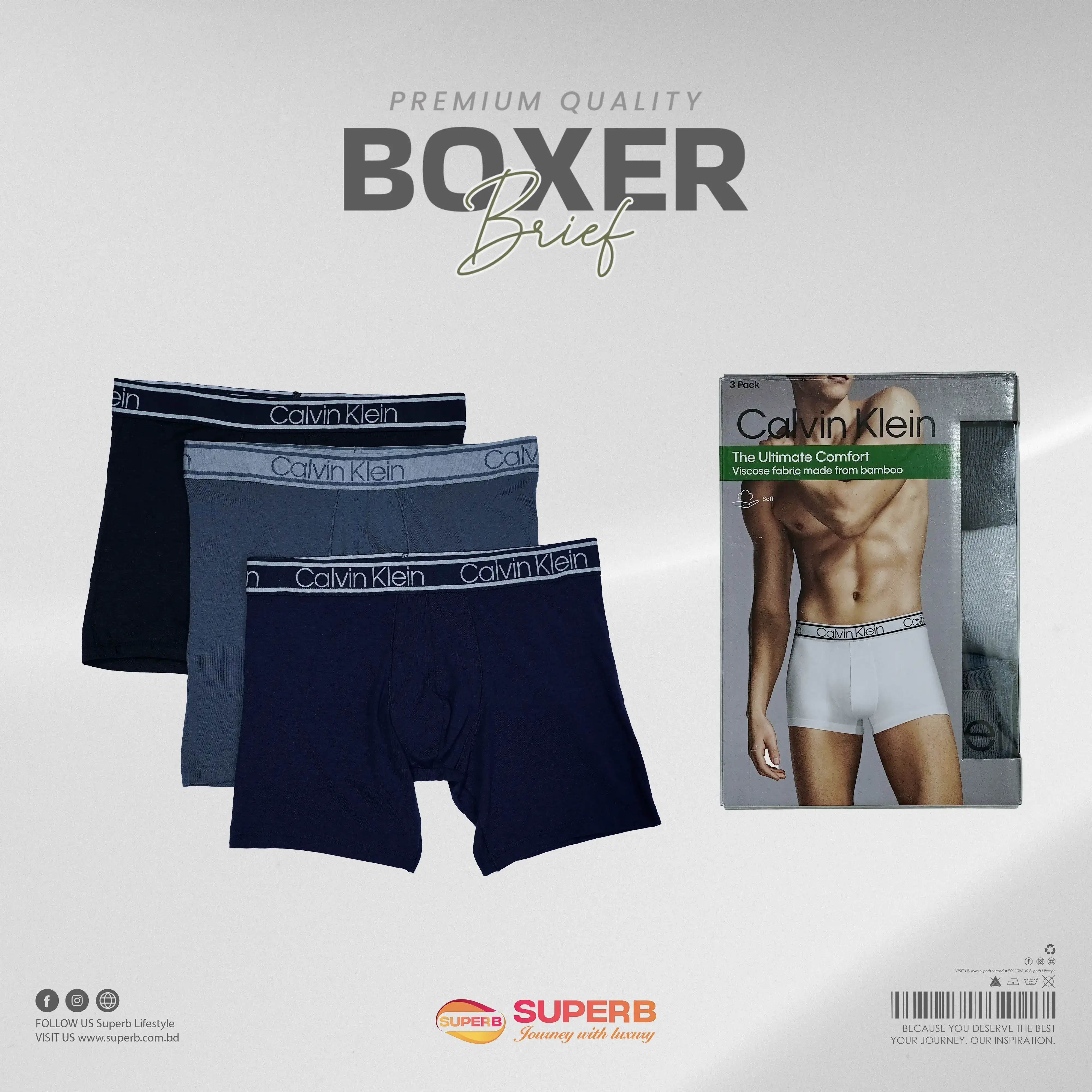 Calvin Klein Men's Cotton Stretch 3-Pack Trunks Brief || Superb