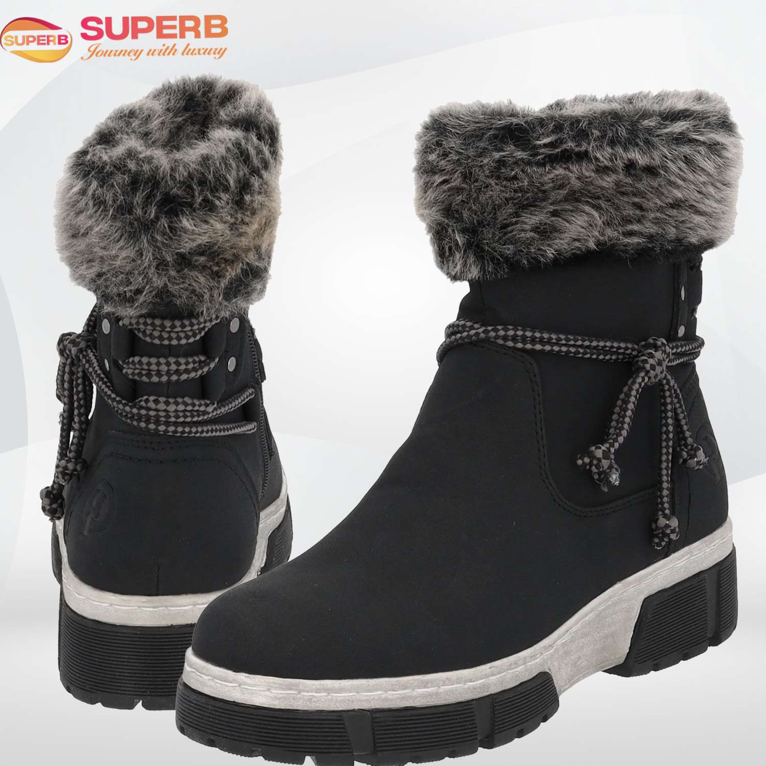 Claudia Ghizzani Winter Boots – Faux Fur-Lined Ankle Boot with Side Zip & Platform Sole || Superb