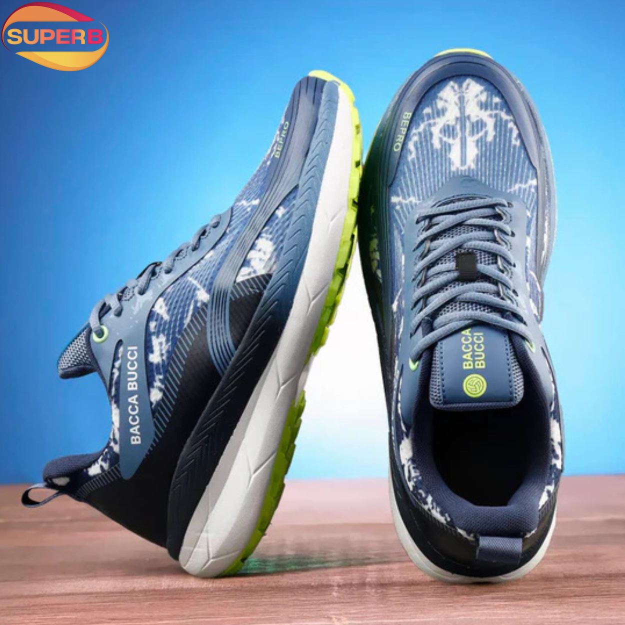 Bacca Bucci Men’s Blue Mesh Running Shoes – Lightweight & Breathable || Superb