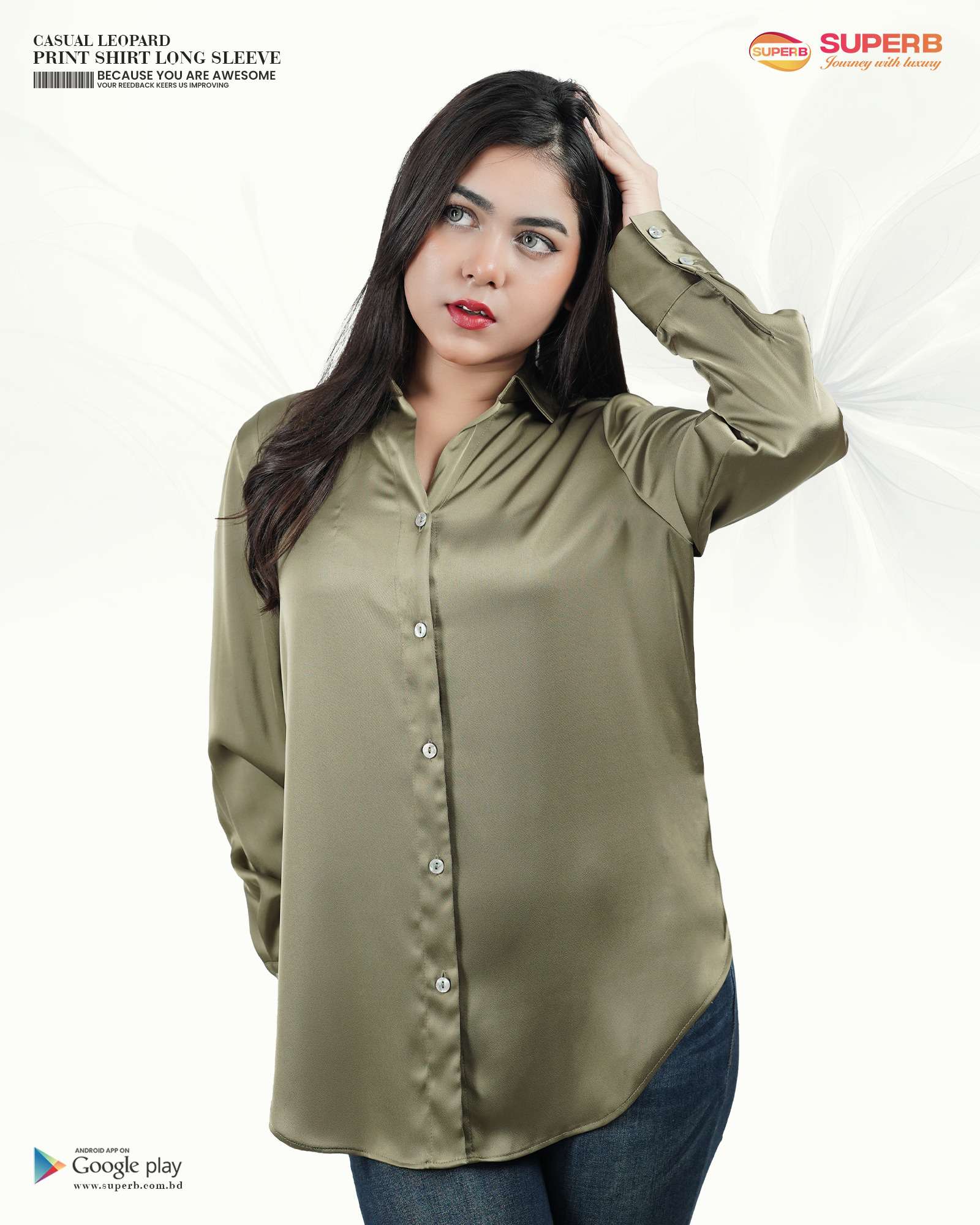 Max Women's Long Sleeve Satin Shirt || Superb