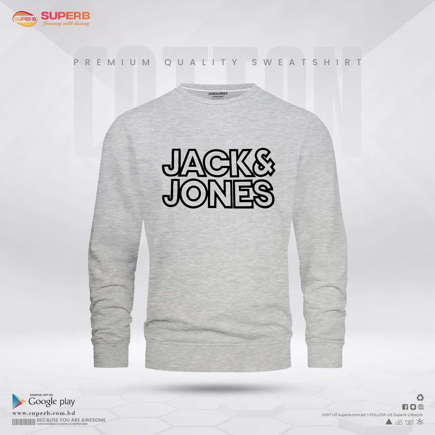 JACK & JONES Men's Crew Neck Logo Sweatshirt || Superb