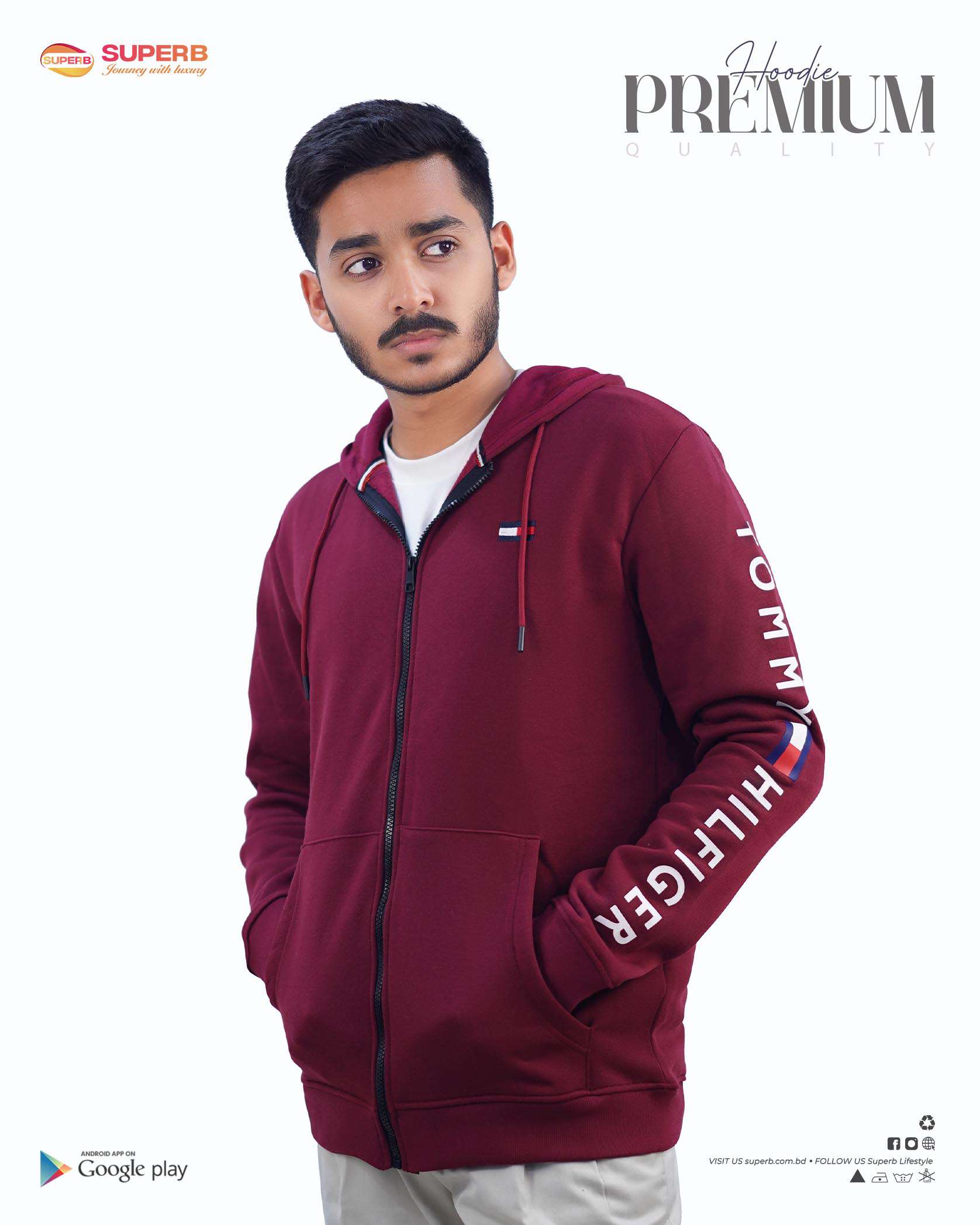 Tommy Hilfiger Premium Zip-Up Hoodie – Signature Comfort in 5 Classic Colors || Superb