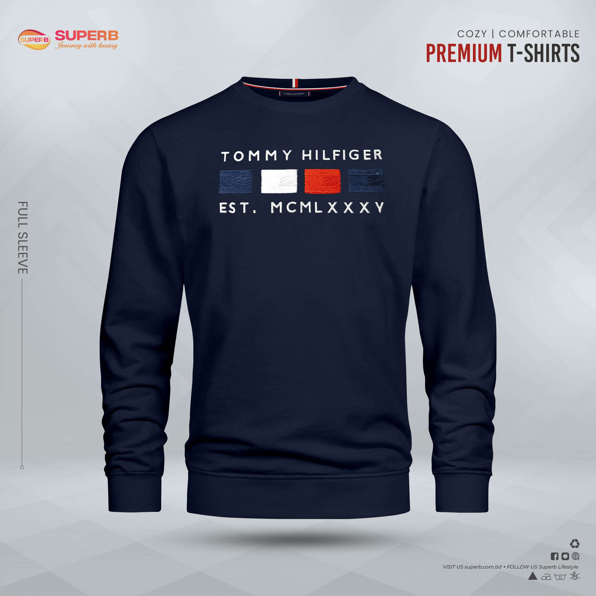 Premium Full Sleeve T-Shirt from Tommy Hilfiger | Cozy & Comfortable | Superb Lifestyle