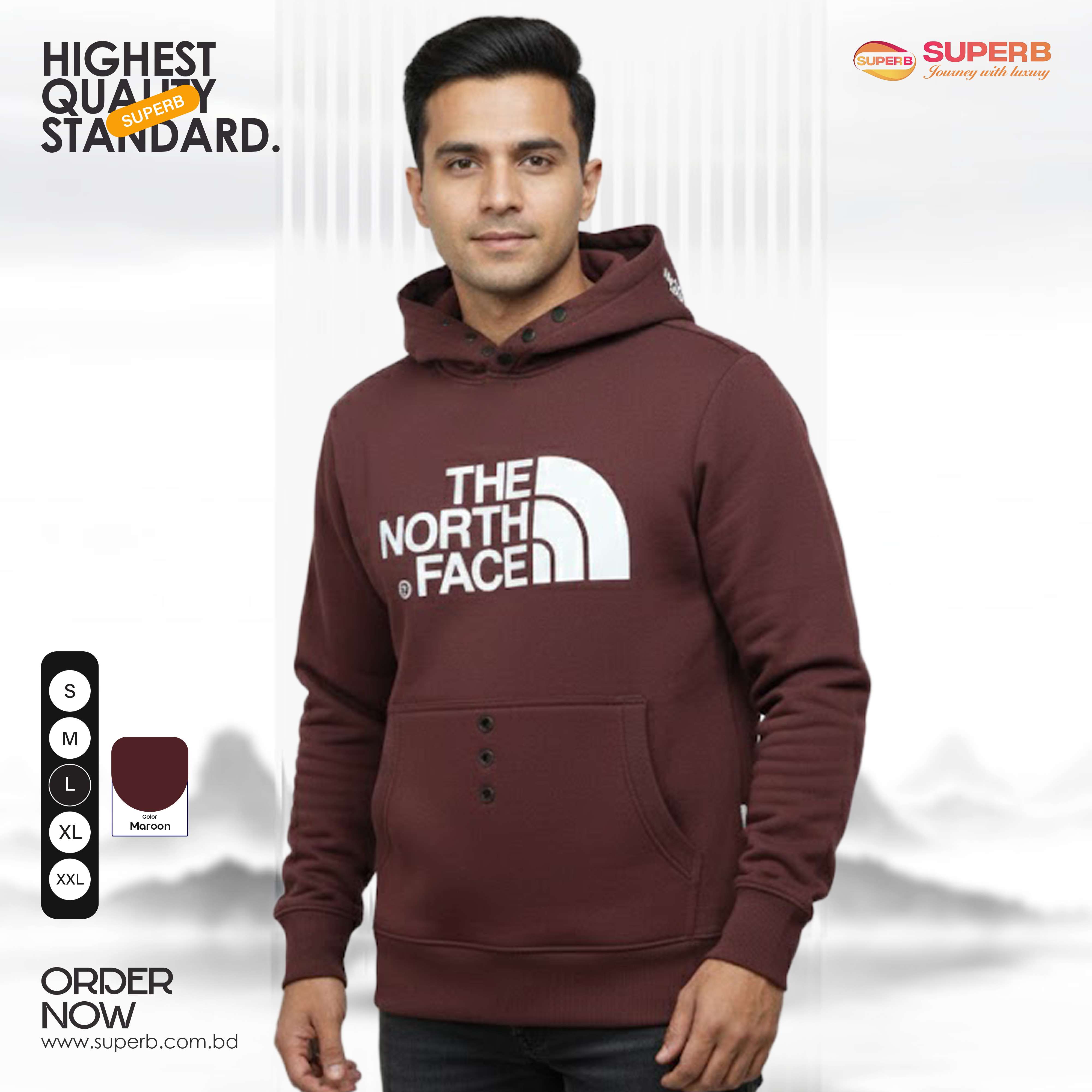 The North Face Premium Hoodie – 350+ GSM Cotton Brusho Fabric | Superb
