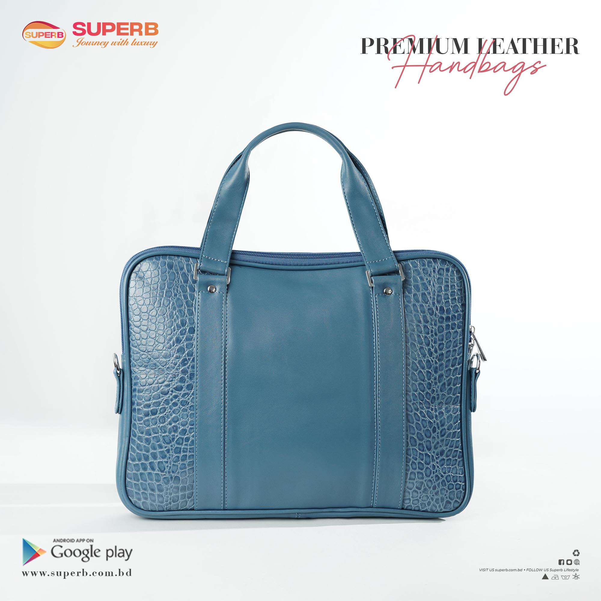 Luxury Crocodile Print Leather Laptop Bag | Superb