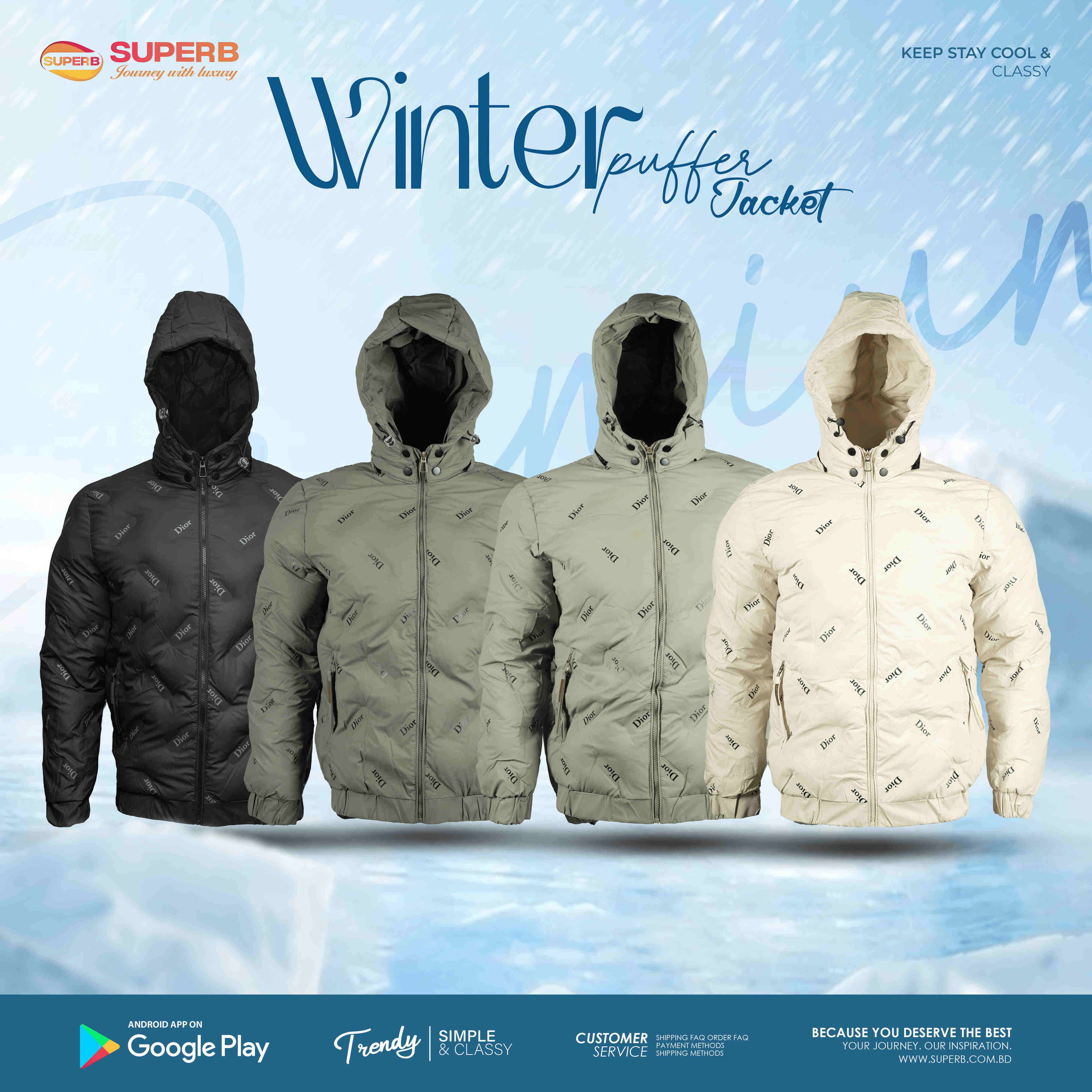 Dior Premium Padded Down Jacket with All-Over Logo || Superb