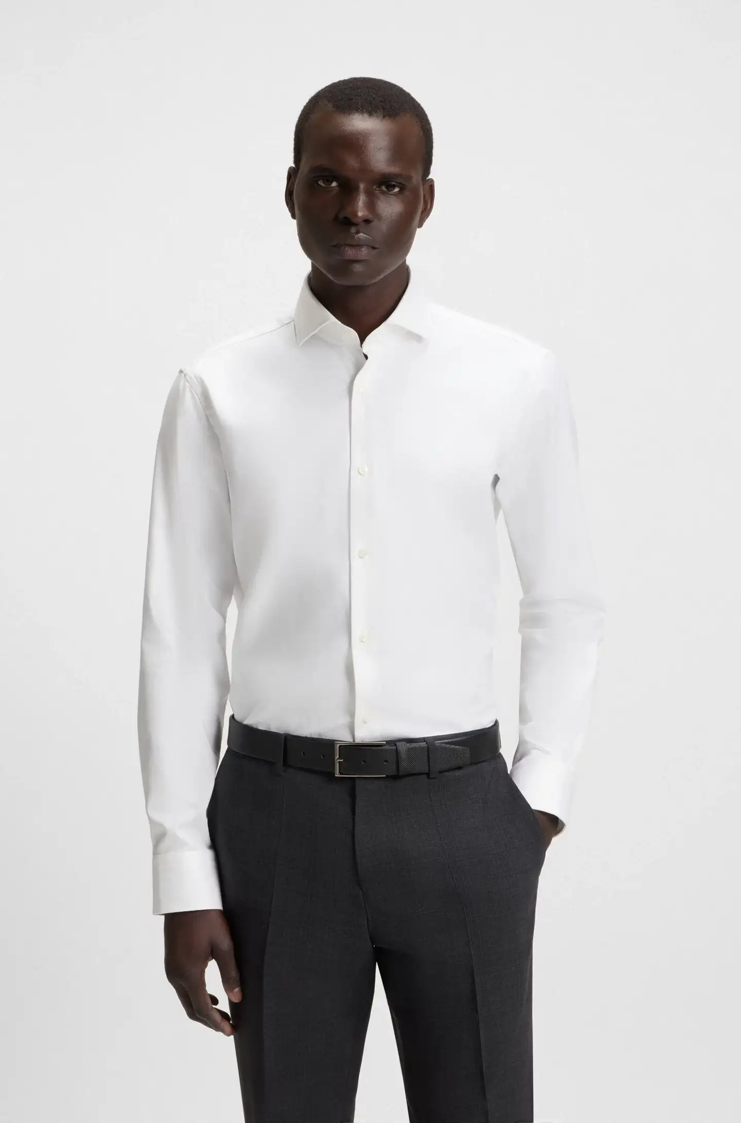 BOSS Easy-Iron Stretch Cotton Twill Regular Fit Shirt || Superb