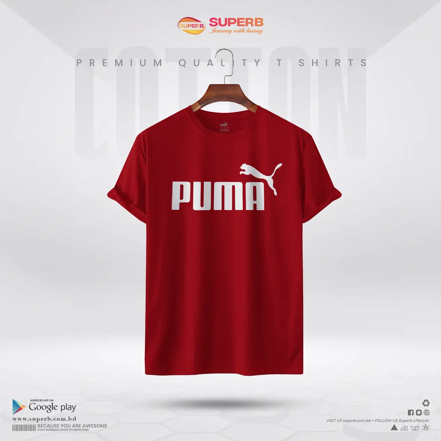 Puma  Crew Neck Logo T-shirt - 100% Cotton  || Superb