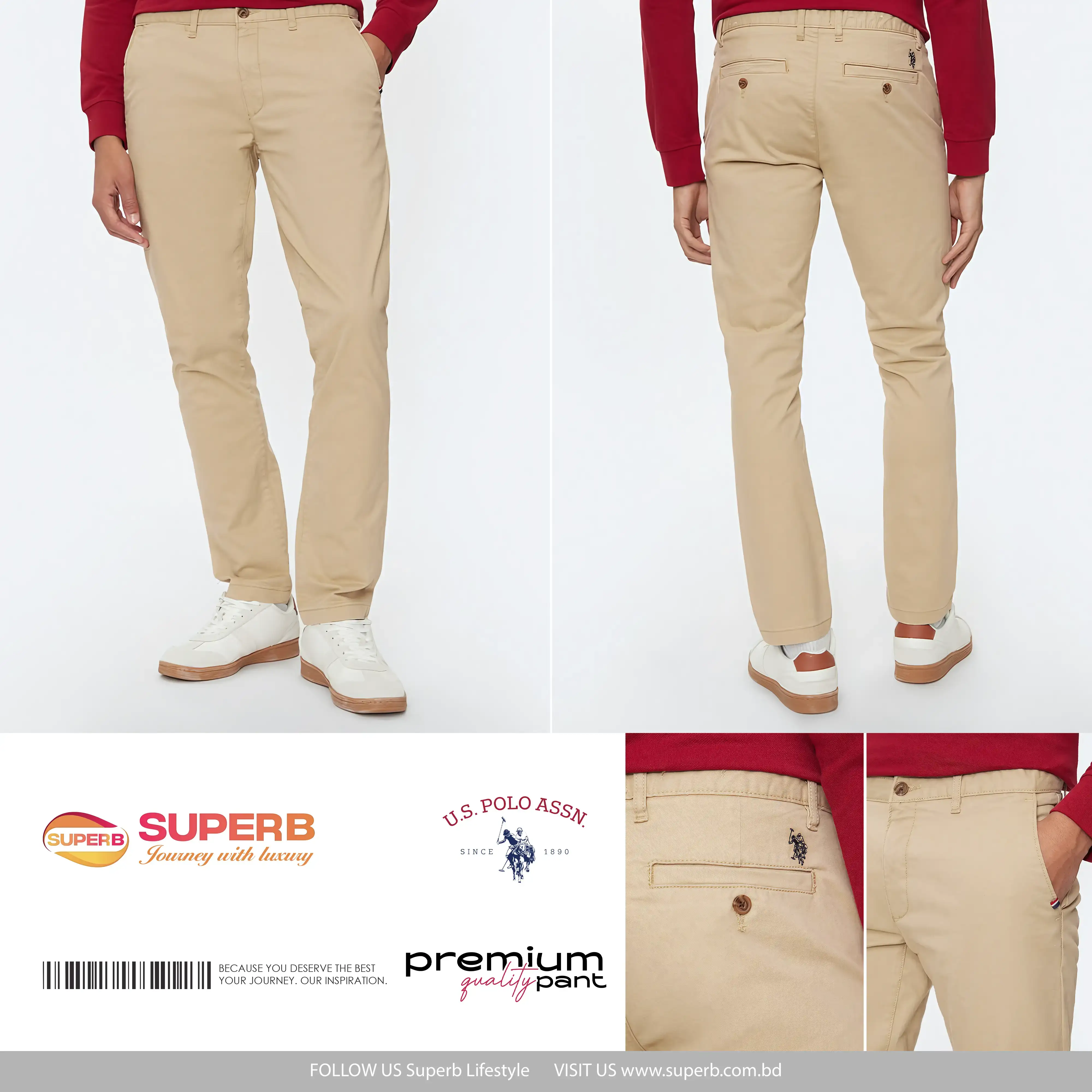 U.S. Polo Assn. Men's Twill Pants – Classic Fit, Stretch Cotton, 5-Pocket Design || Superb