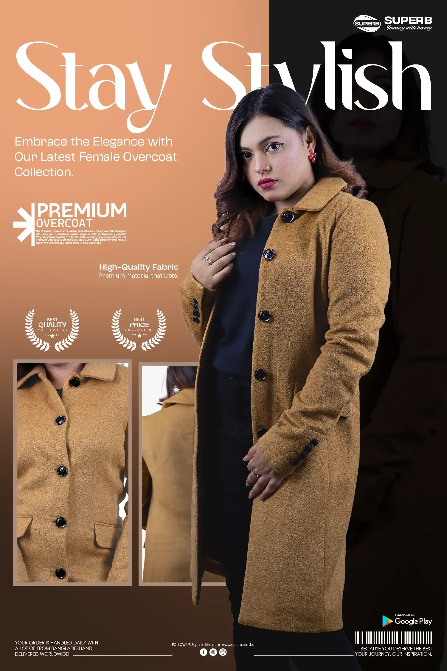 Defacto Premium Long Length Overcoat || Superb