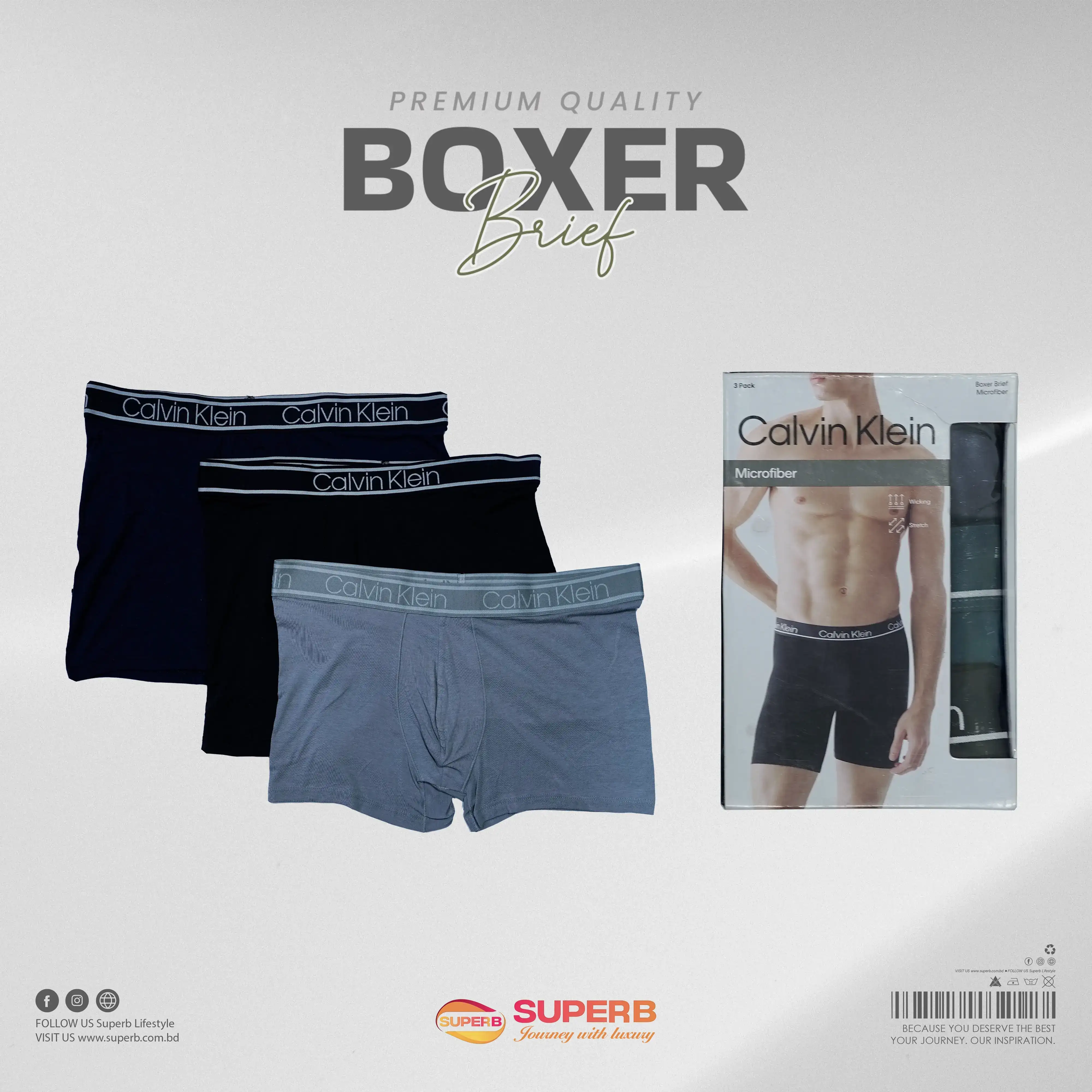 Calvin Klein Men's Micro Stretch 3-Pack Boxer Briefs || Superb