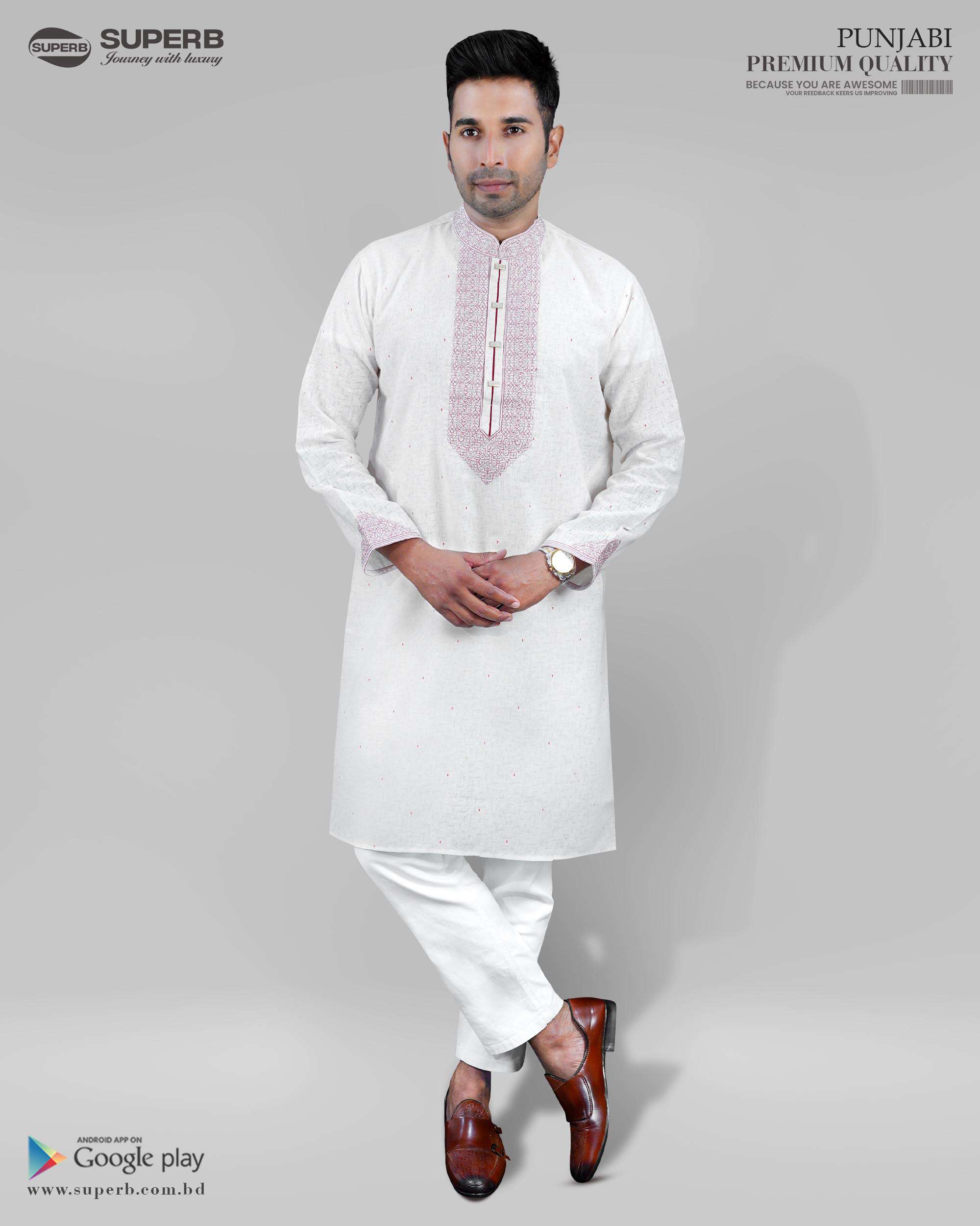 Indian Brasso Cotton Panjabi-V1 | Premium Panjabi for Men | Eid & Wedding Collection | Superb