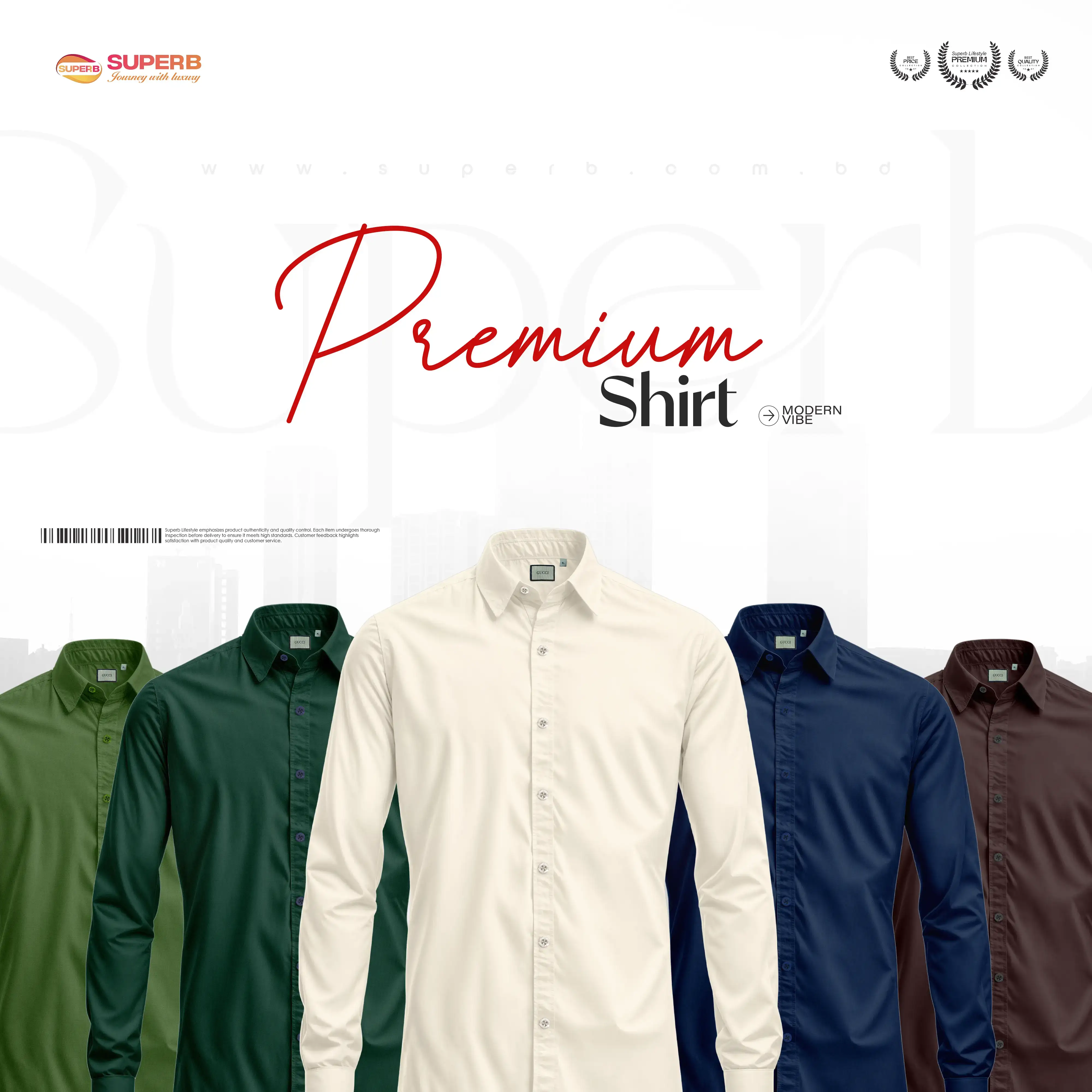 Gucci Premium Men’s Cotton Shirt – Long Sleeve | Formal & Casual || Superb