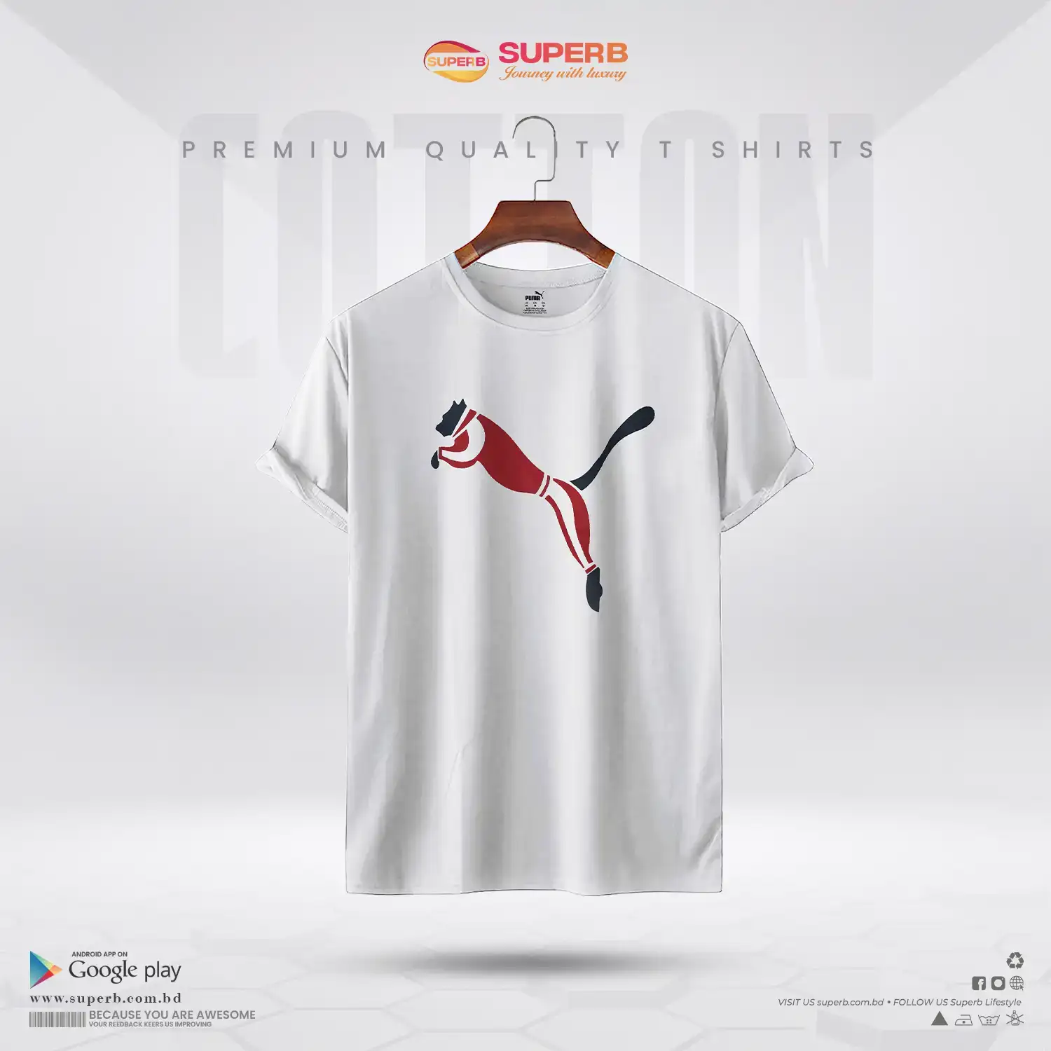 Puma Men's Classic Cotton T-Shirt – White | Superb