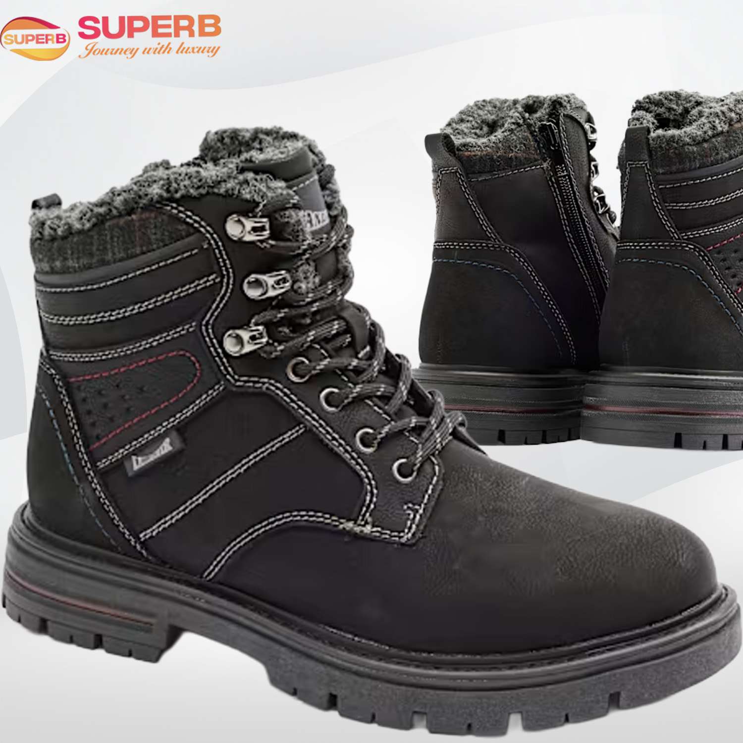 Landrover Premium Lace-Up Winter Boot – Faux Leather Warm-Lined Outdoor Boot || Superb